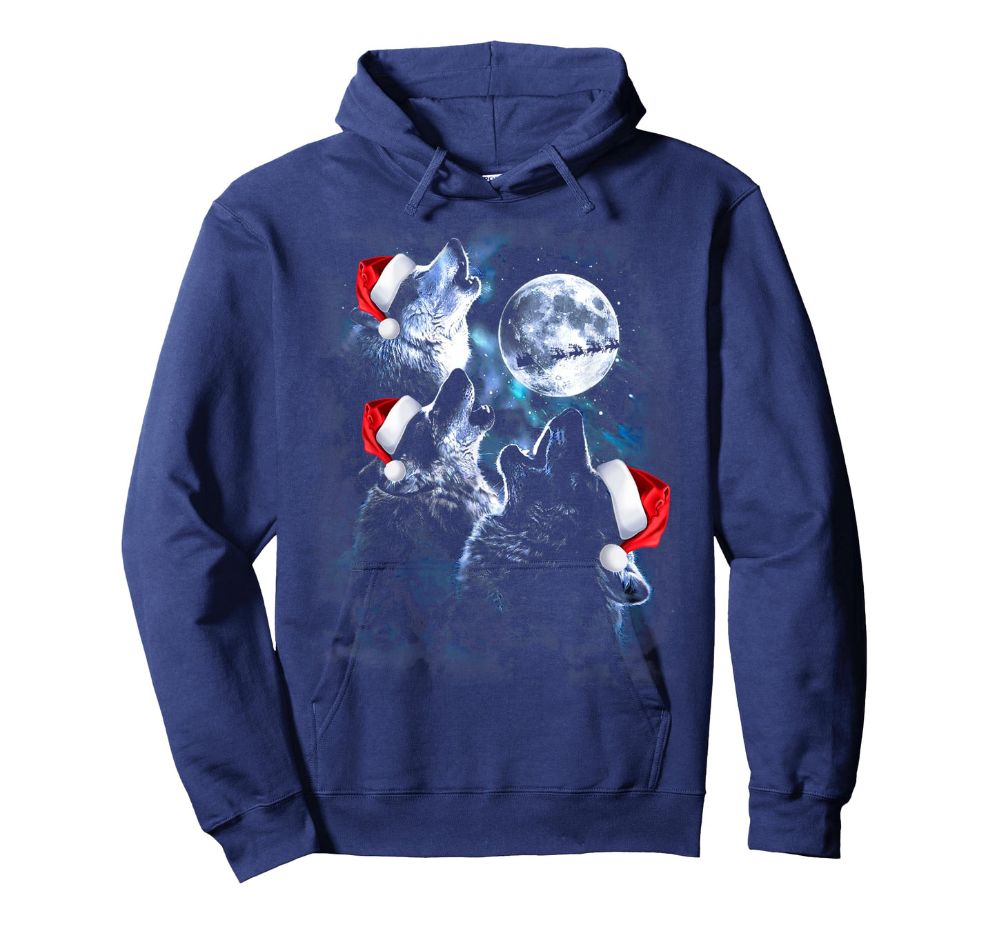 3 Wolves Howling Under Moon Christmas Santa Wolf Lover Women T-Shirt