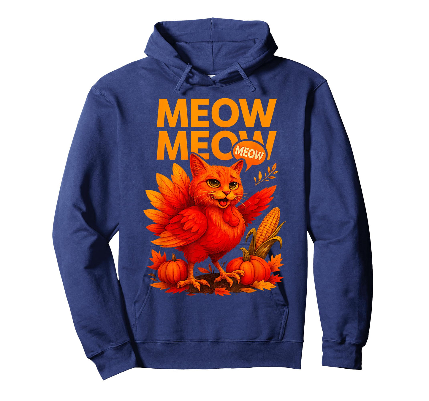 Funny Thanksgiving Turkey Cat Meow Retro Fall Humor Lovers T-Shirt