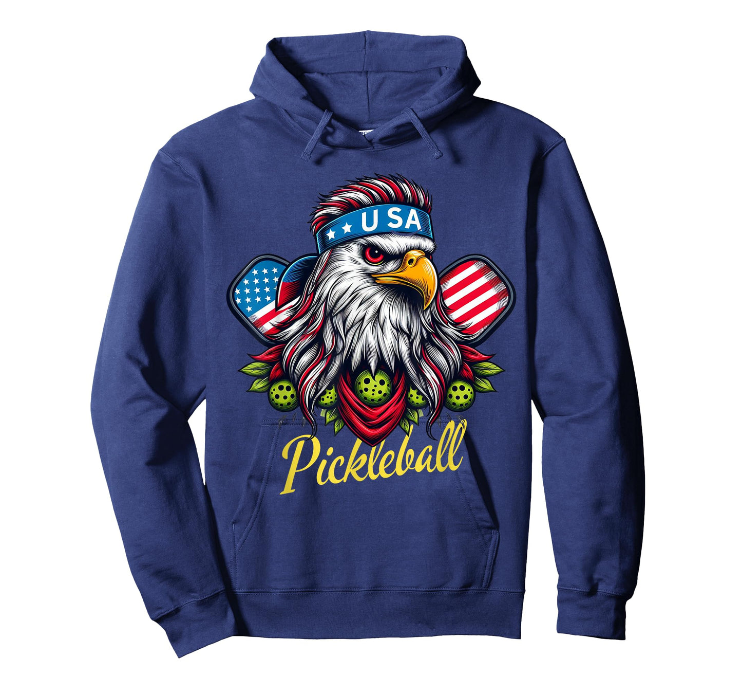 Eagle Mullet Pickleball Lovers 4th of July USA American Flag T-Shirt