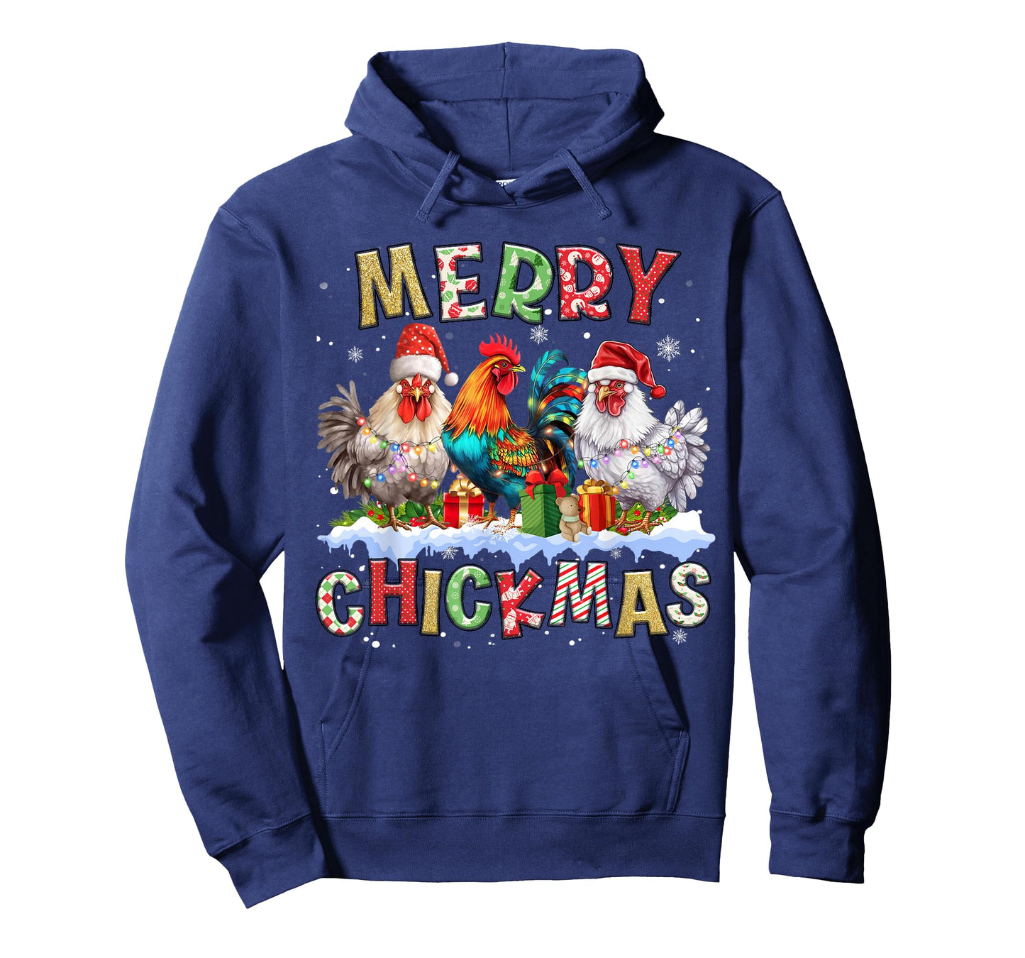 2025 Christmas Chicken Funny Christmas Lights Kids Women Men T-Shirt