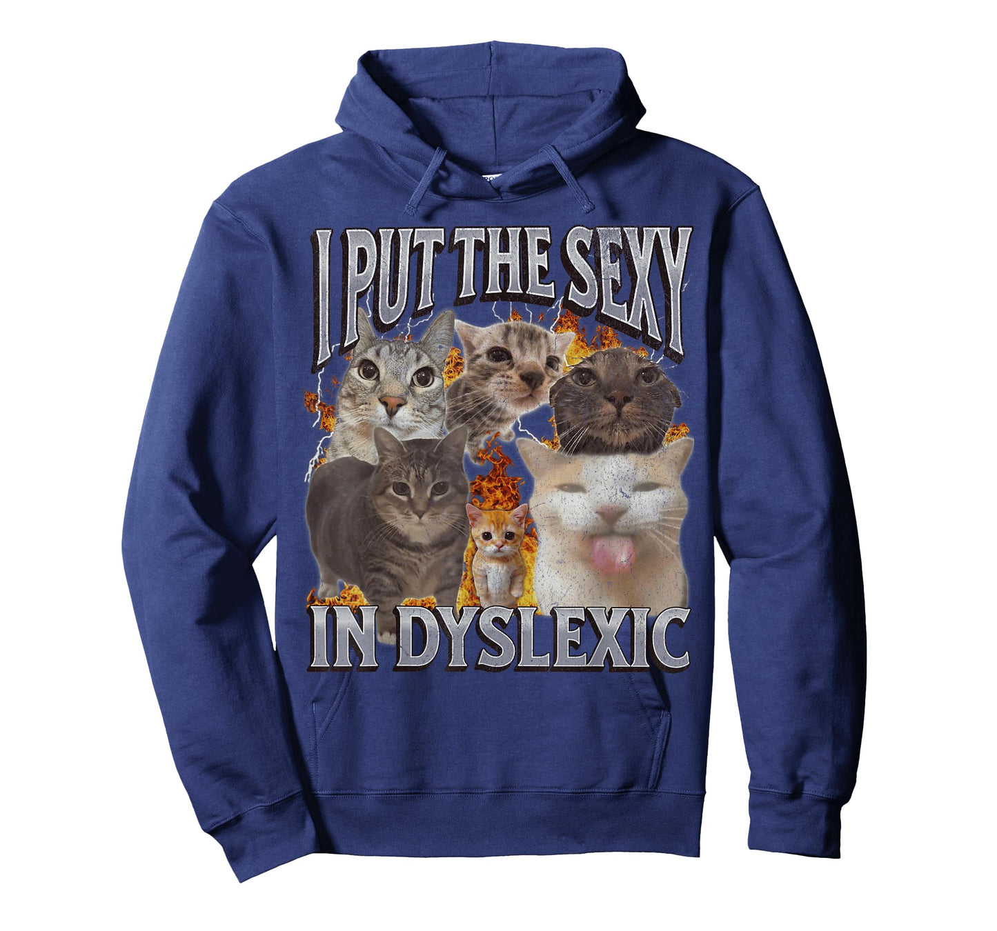 I Put The Sexy In Dyslexic Funny Cat Meme Bootleg Graphic T-Shirt for Men Women