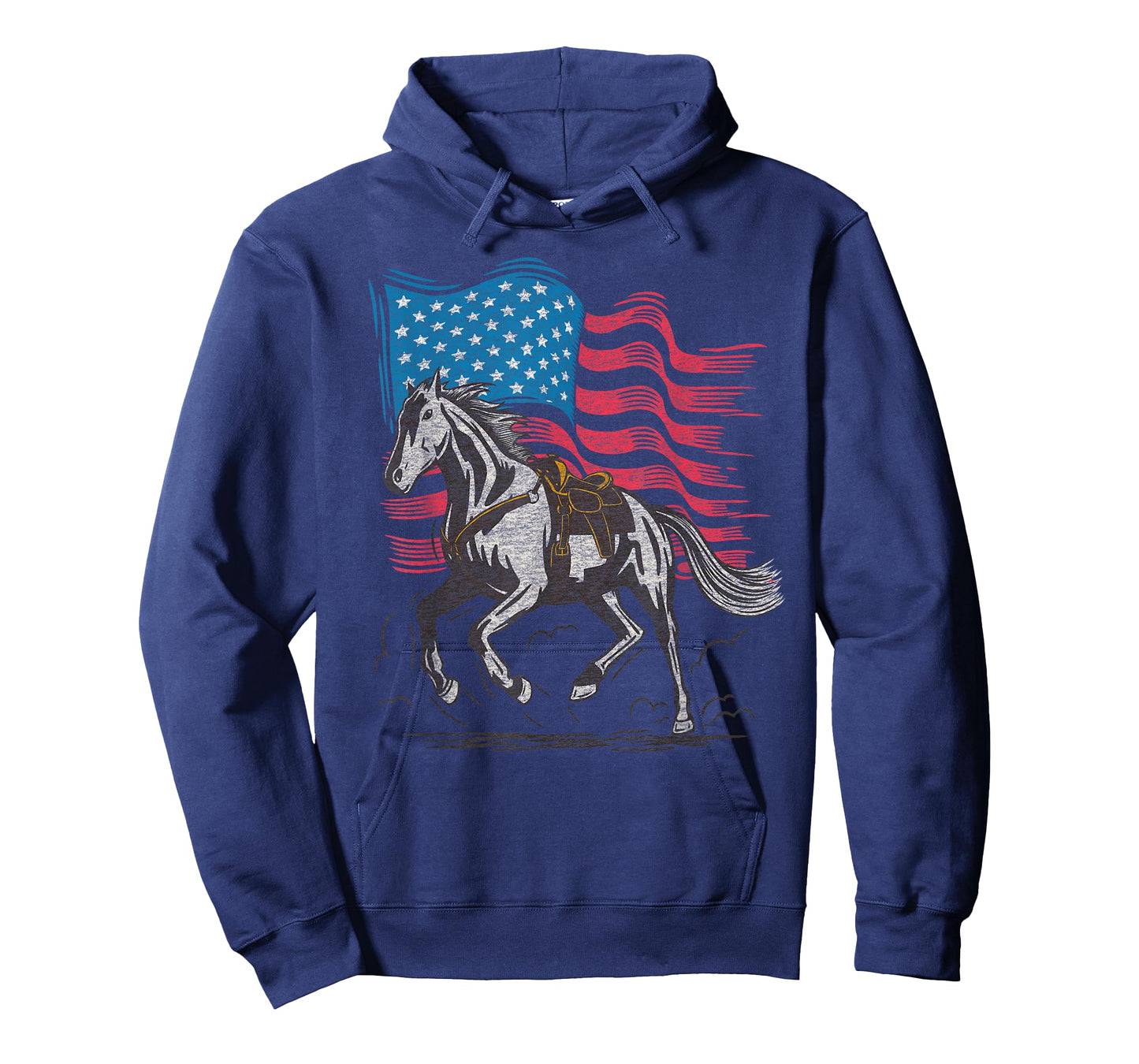 Cartba Horse Co. Horse Lover Equestrian American Flag Vintage Graphic T-Shirt