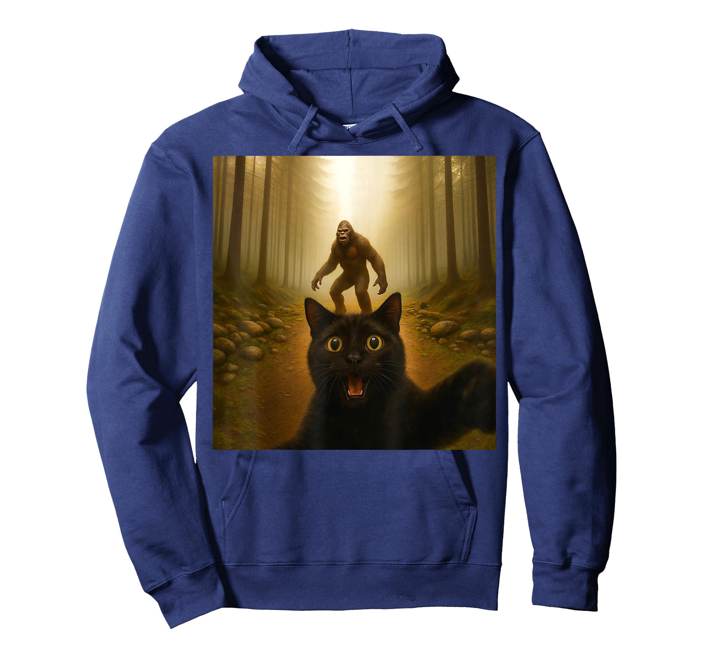 Cat Selfie with Bigfoot Funny Cats Gifts for Men Women Kid T-Shirt