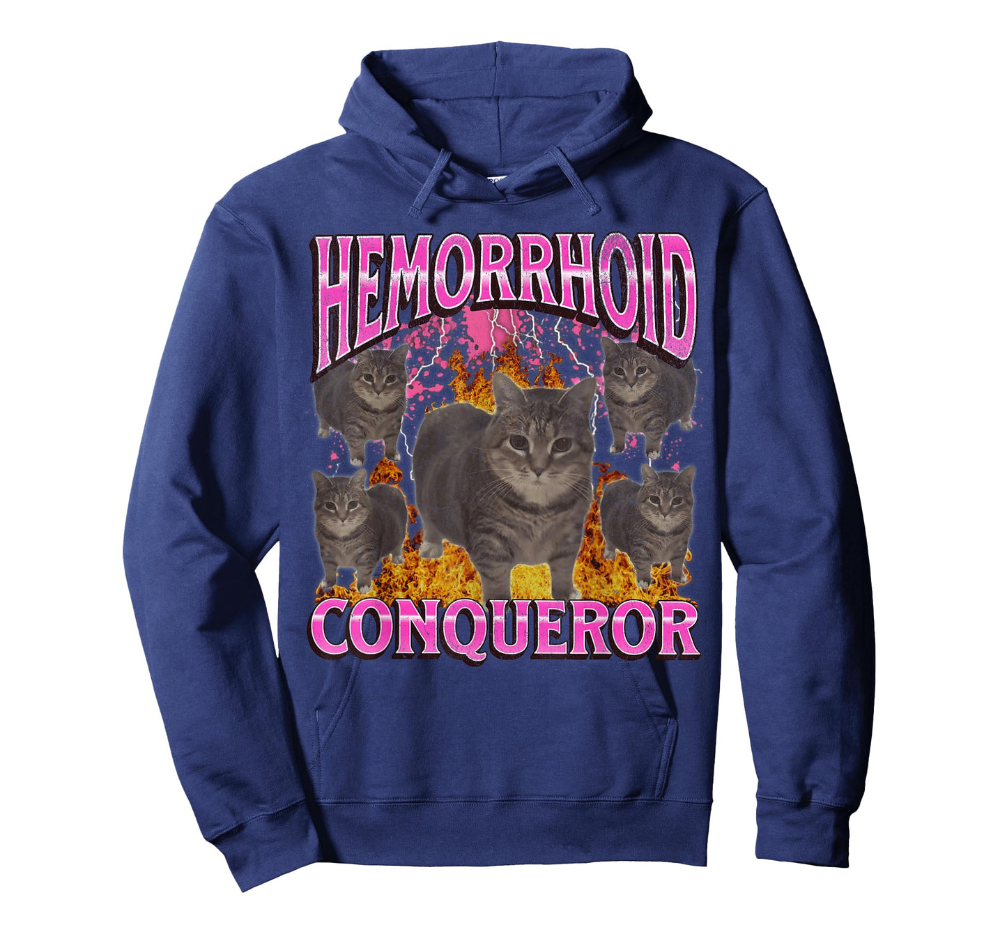 Hemorrhoid Conqueror Funny Cat Meme Bootleg Graphic T-Shirt for Men Women
