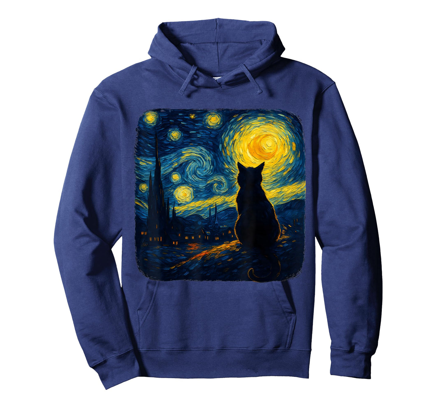 Cat Starry Funny Night Cat Lover Van Gogh Cat Mom Cat Dad T-Shirt