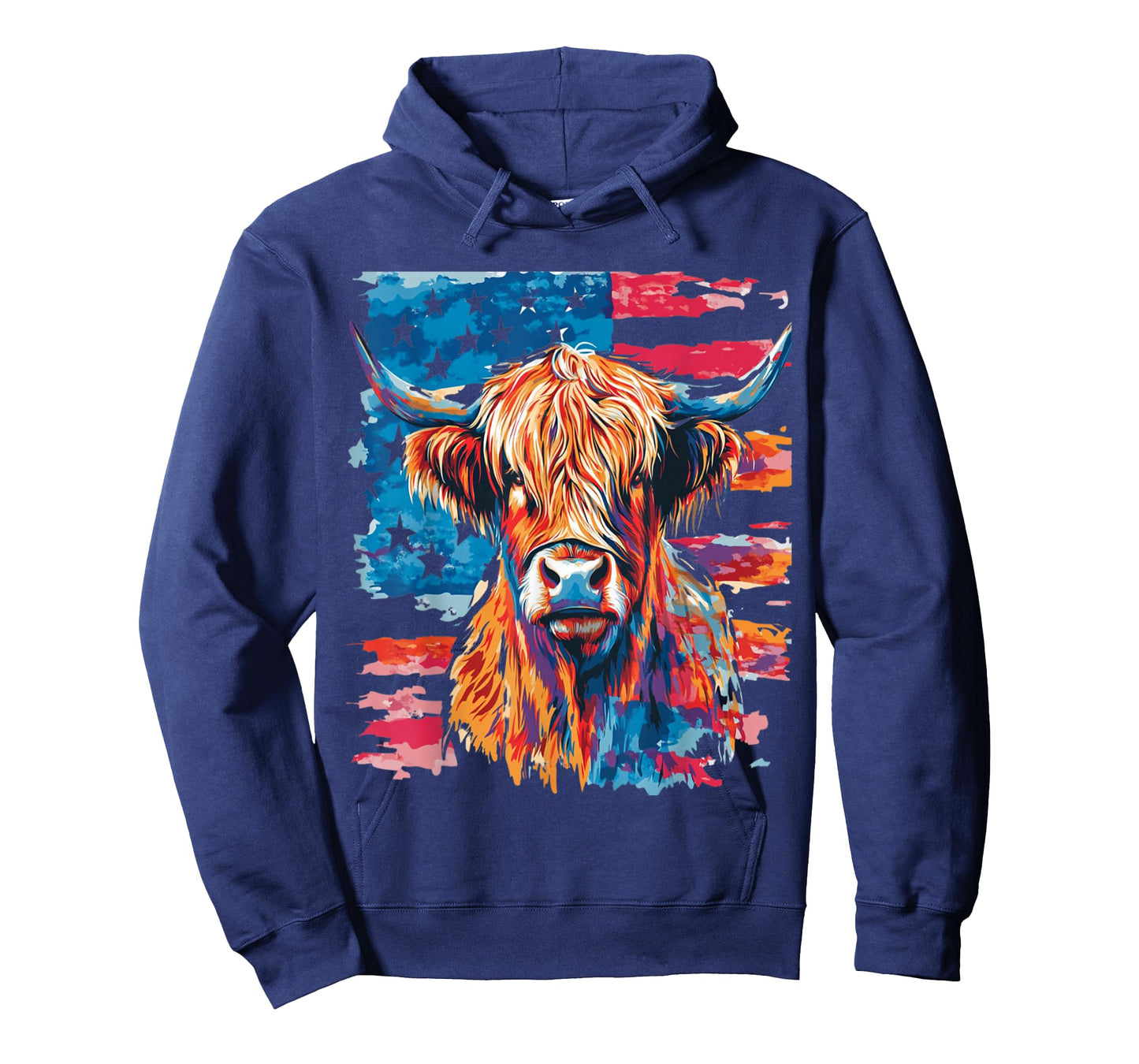 Funny Patriotic Highland Cow USA Flag 4th of July Matching T-Shirt