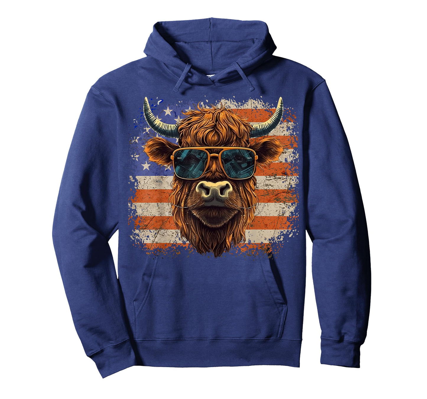 American Flag, Highland Cow-Fourth of July, Cow Lover Cool T-Shirt