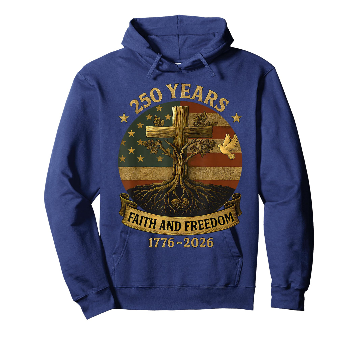 Flag Cross Tree 250 Years Faith and Freedom 1776-2026 T-Shirt