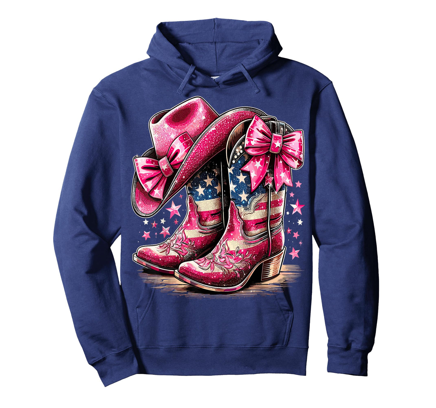 Cowgirl Boots Hat USA Flag Western Rodeo T-Shirt
