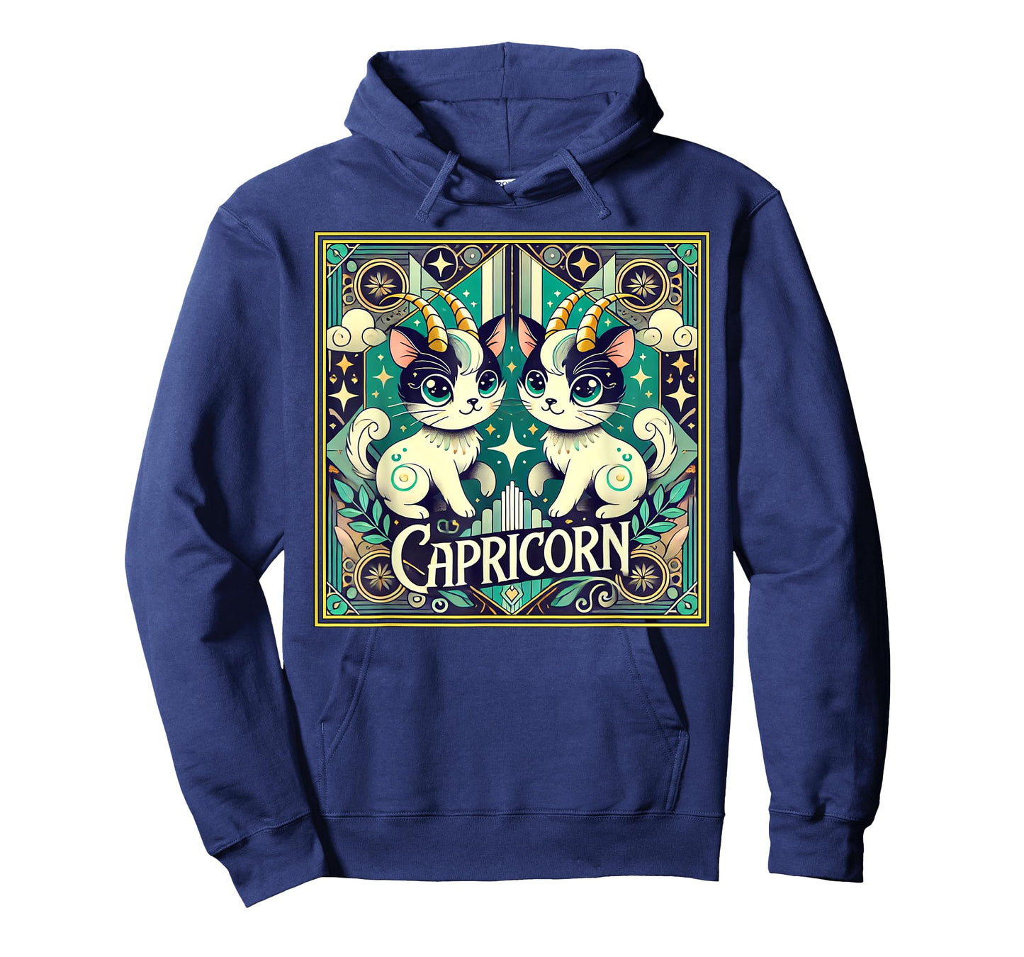 Capricorn Cats Zodiac Astrology in Art Deco T-Shirt