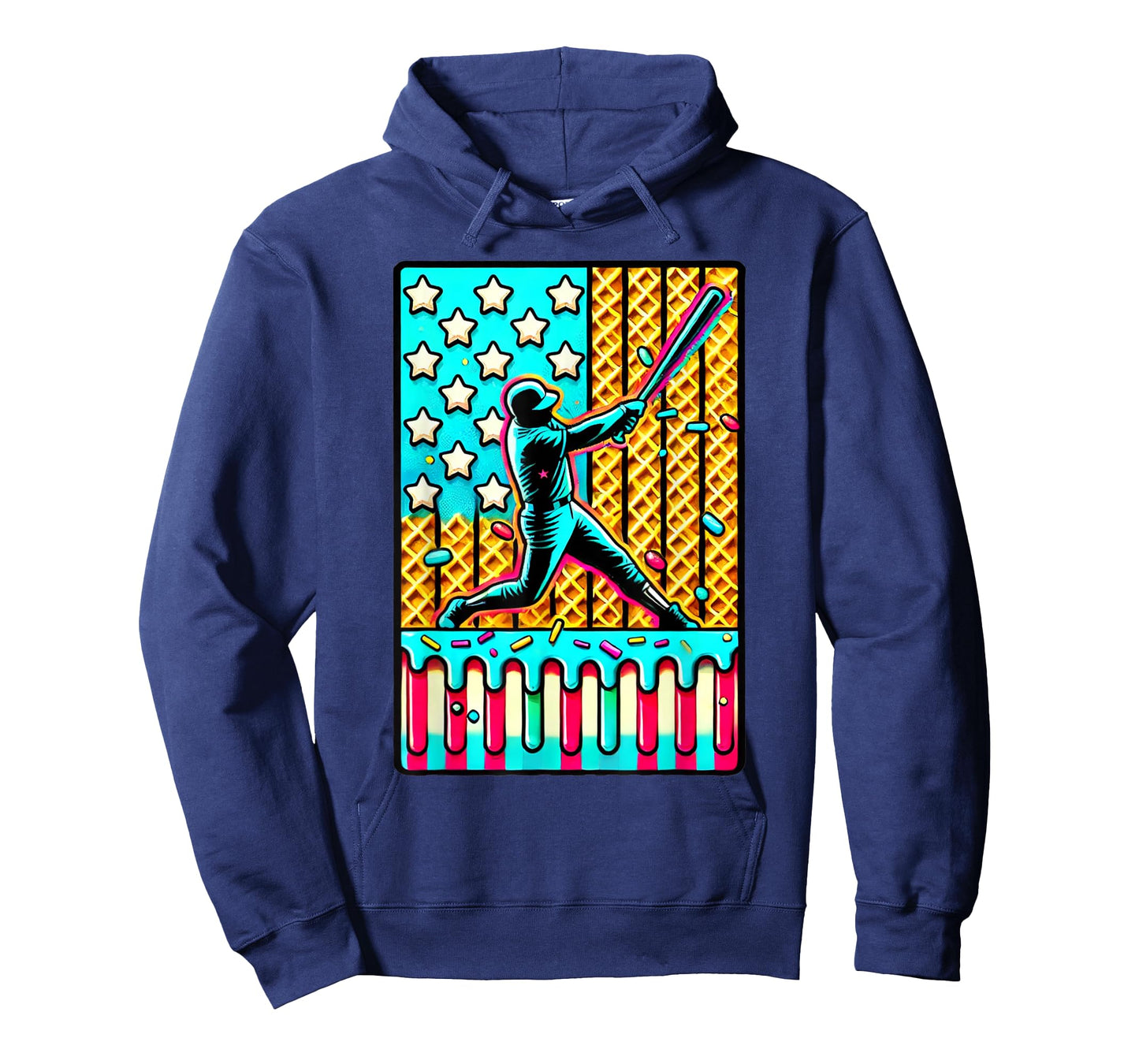 Ice Cream Drip Baseball Stuff Drip for Boys American Flag T-Shirt