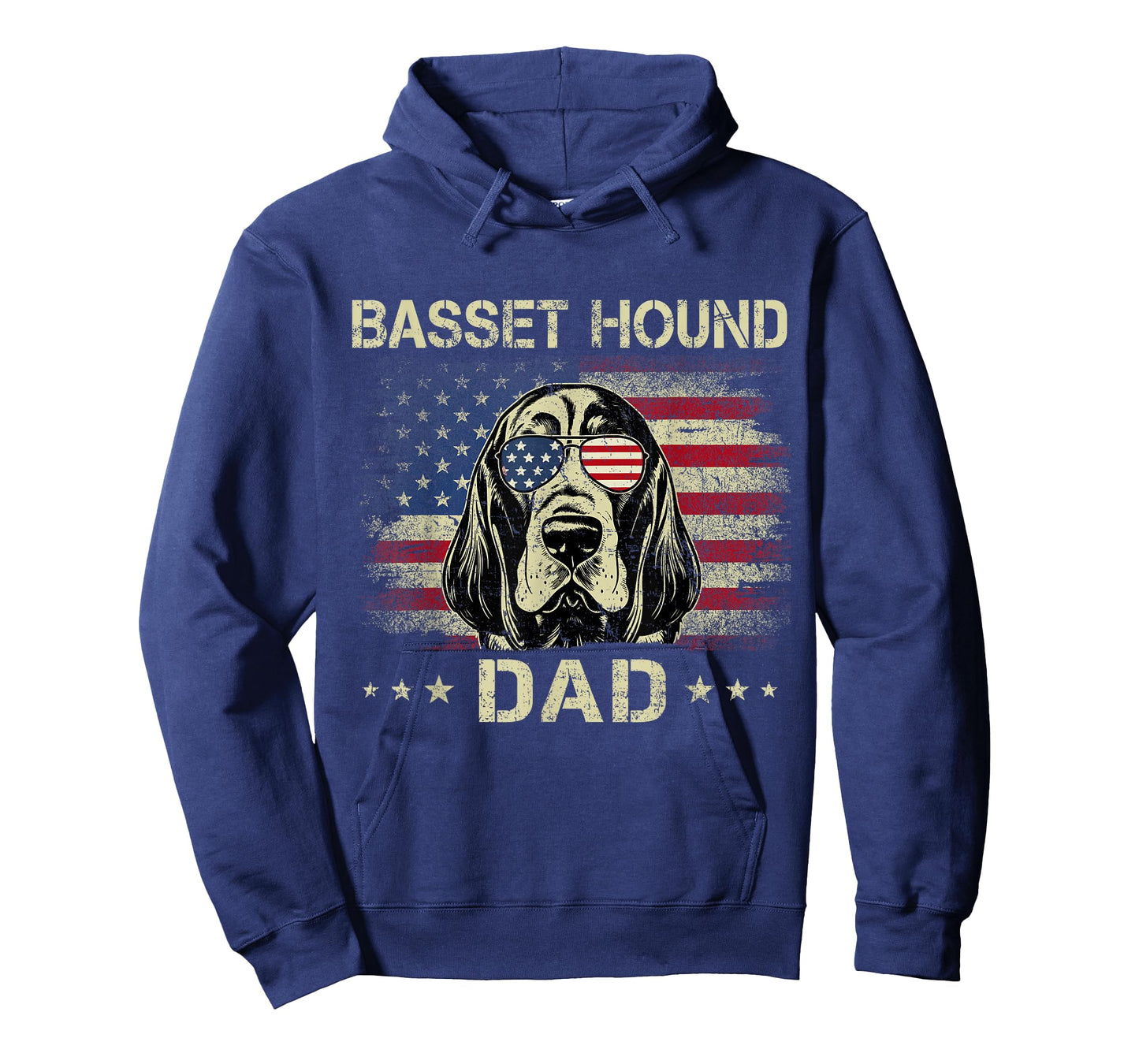 Basset Hound Dad Dog Vintage American Flag 4th Of July T-Shirt