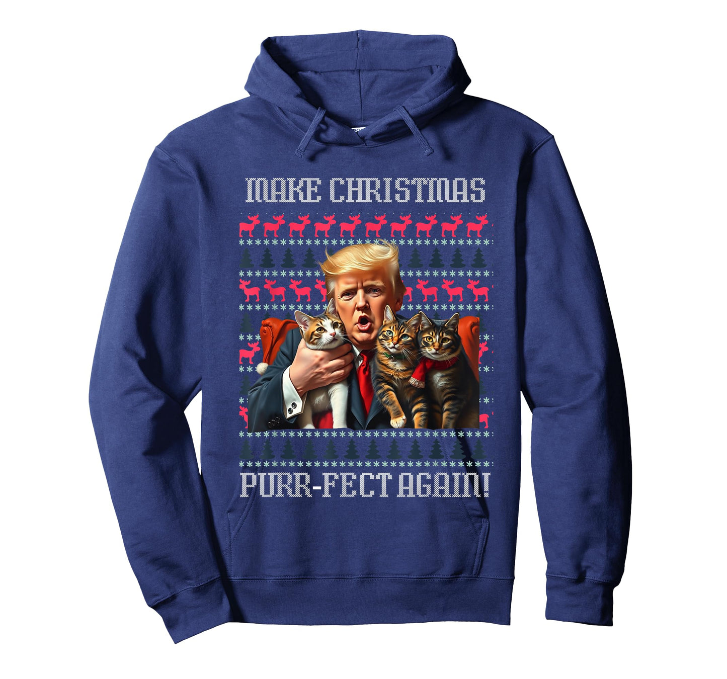 Funny Trump Cat Lover Christmas Sweater Trump Ugly Christmas Men Women T-Shirt