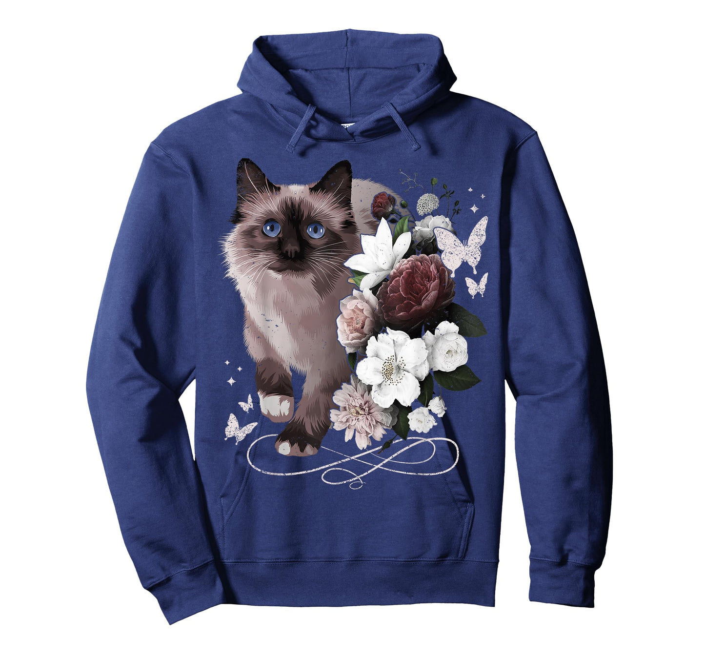 Siamese Cat with Flowers Vintage Look Floral Siamese Cat T-Shirt