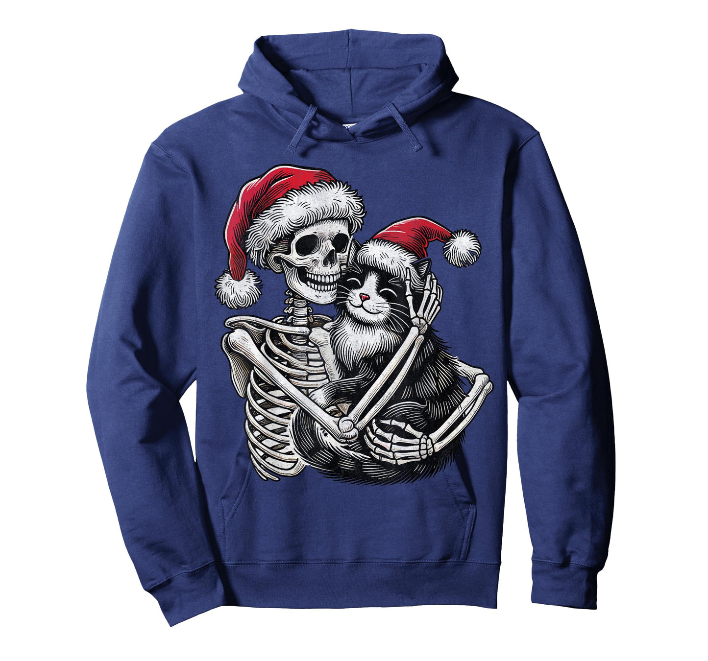 Skeleton Hugging Cat christmas Cat Lover Cat Mom Dad T-Shirt