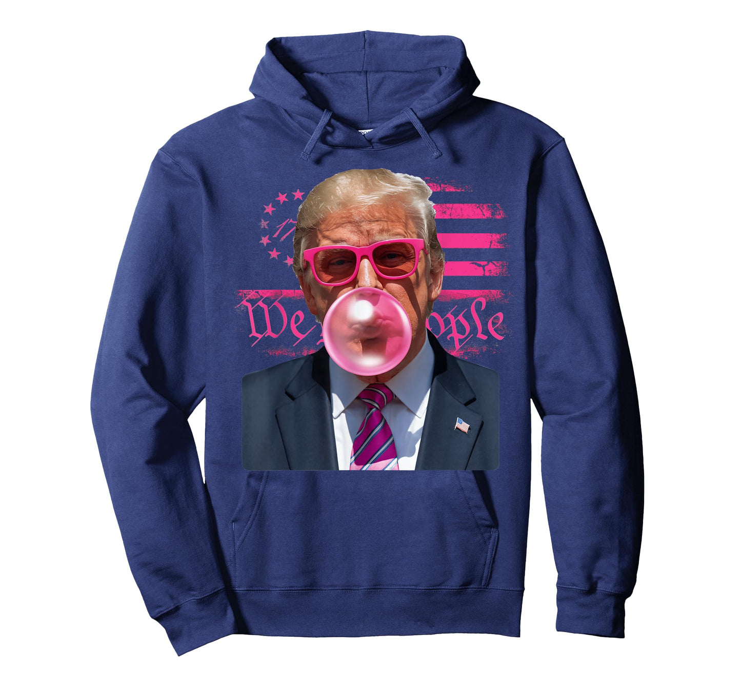 Funny Donald Trump Bubble Gum Pink 4th of July American Flag T-Shirt