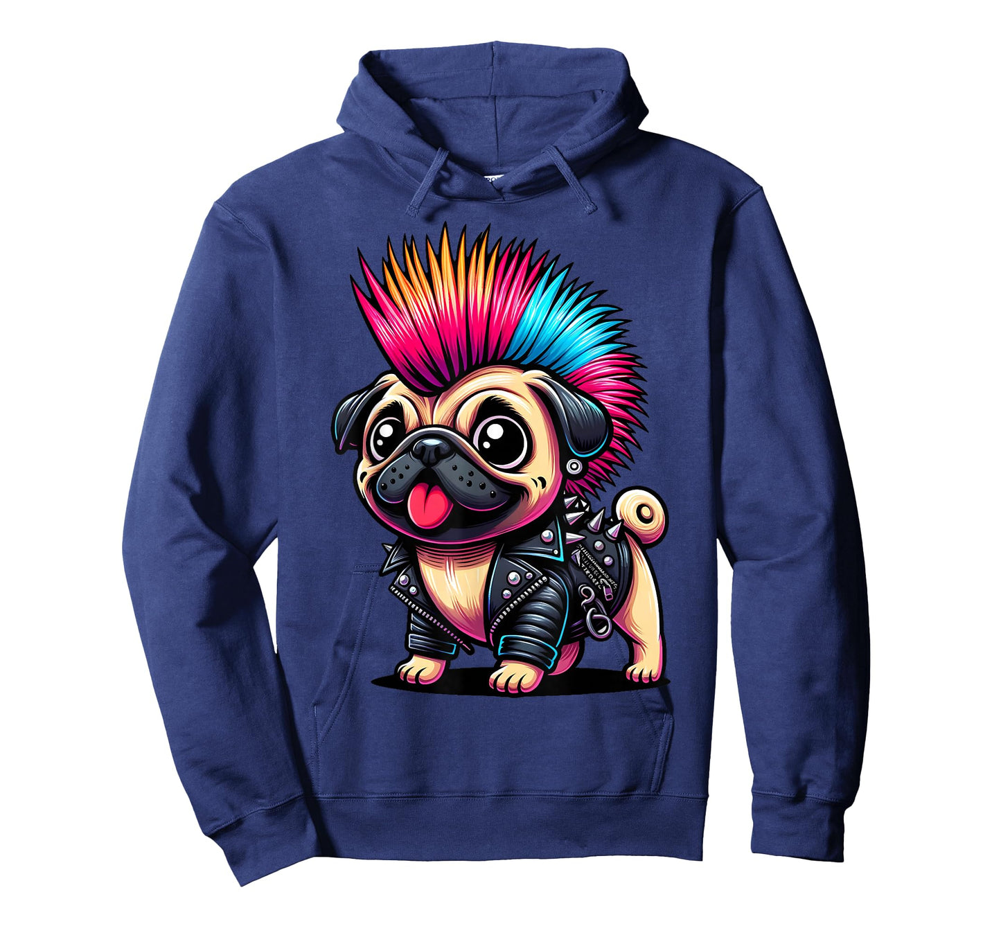 Funny Punk Pug, Rock'n Roll Goth Dog, Guitar Band Funny T-Shirt