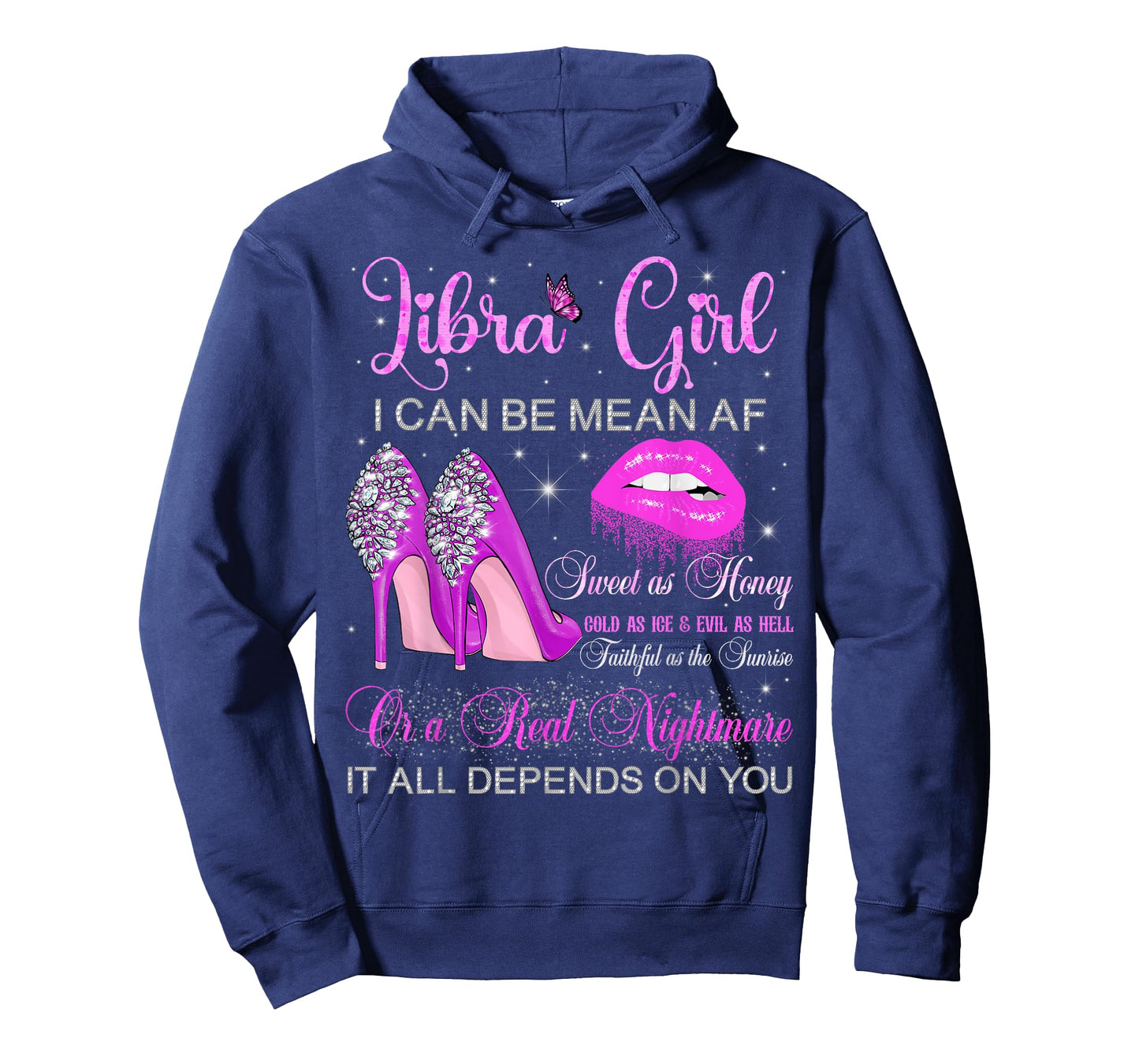 Libra Girl Birthday High Heels Dripping Lips Butterfly T-Shirt