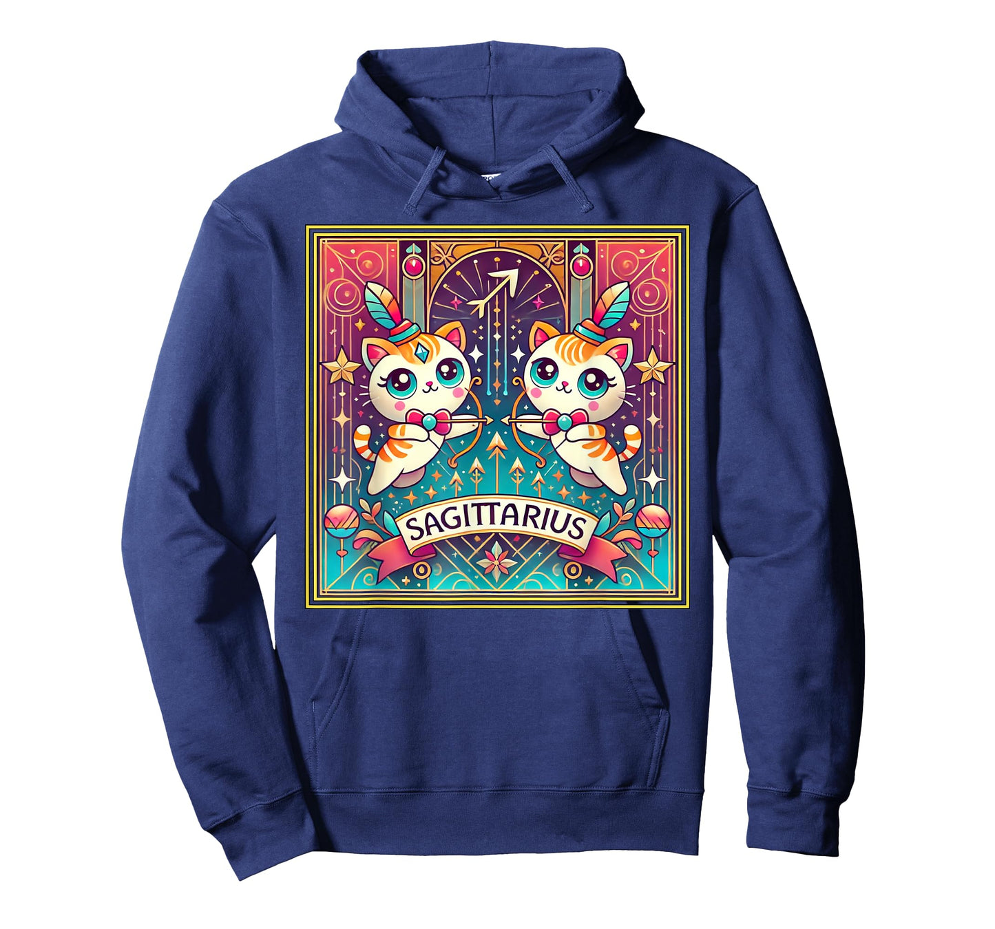 Sagittarius Cats Zodiac Astrology in Art Deco T-Shirt