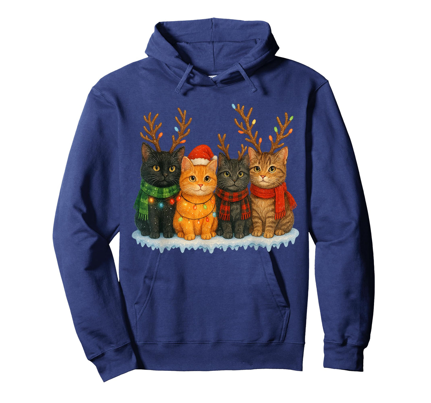 Cute Cats Santa Christmas Lights Holiday Kitten Pets Xmas T-Shirt