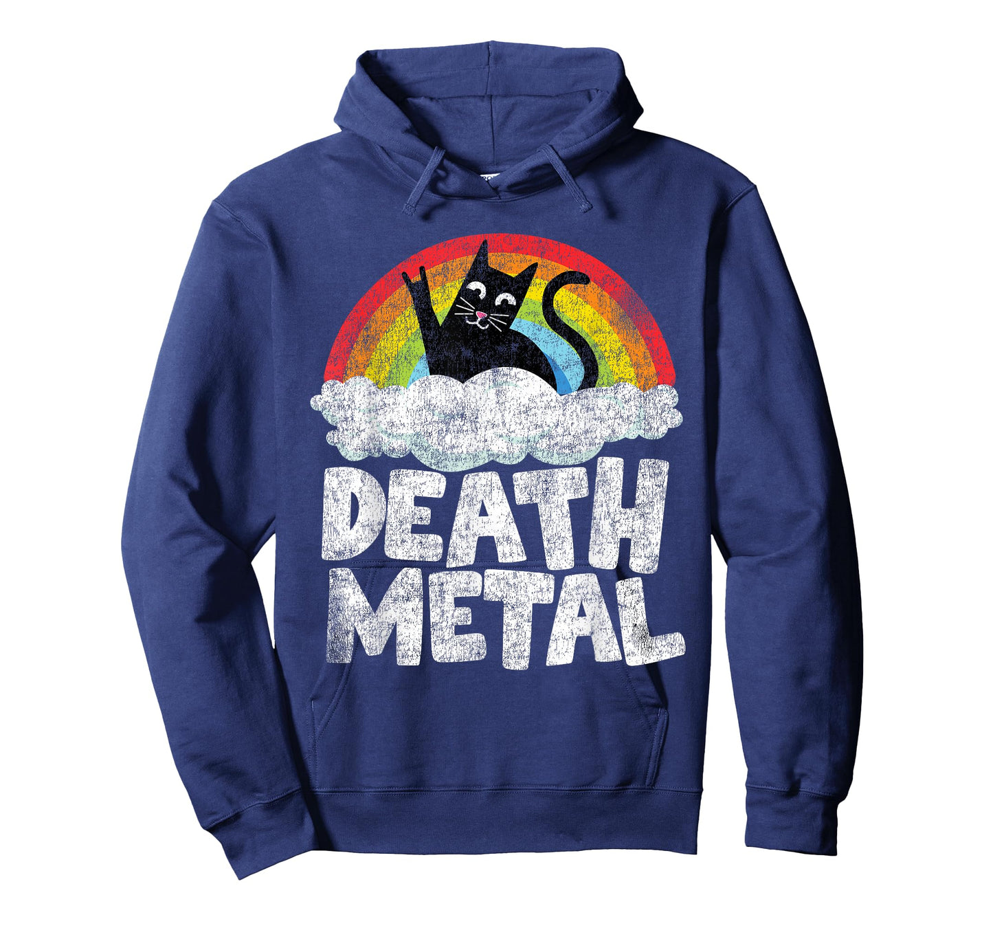 Cat Rainbow Heavy Metal Band Kids Goth Funny Death Metal T-Shirt Small