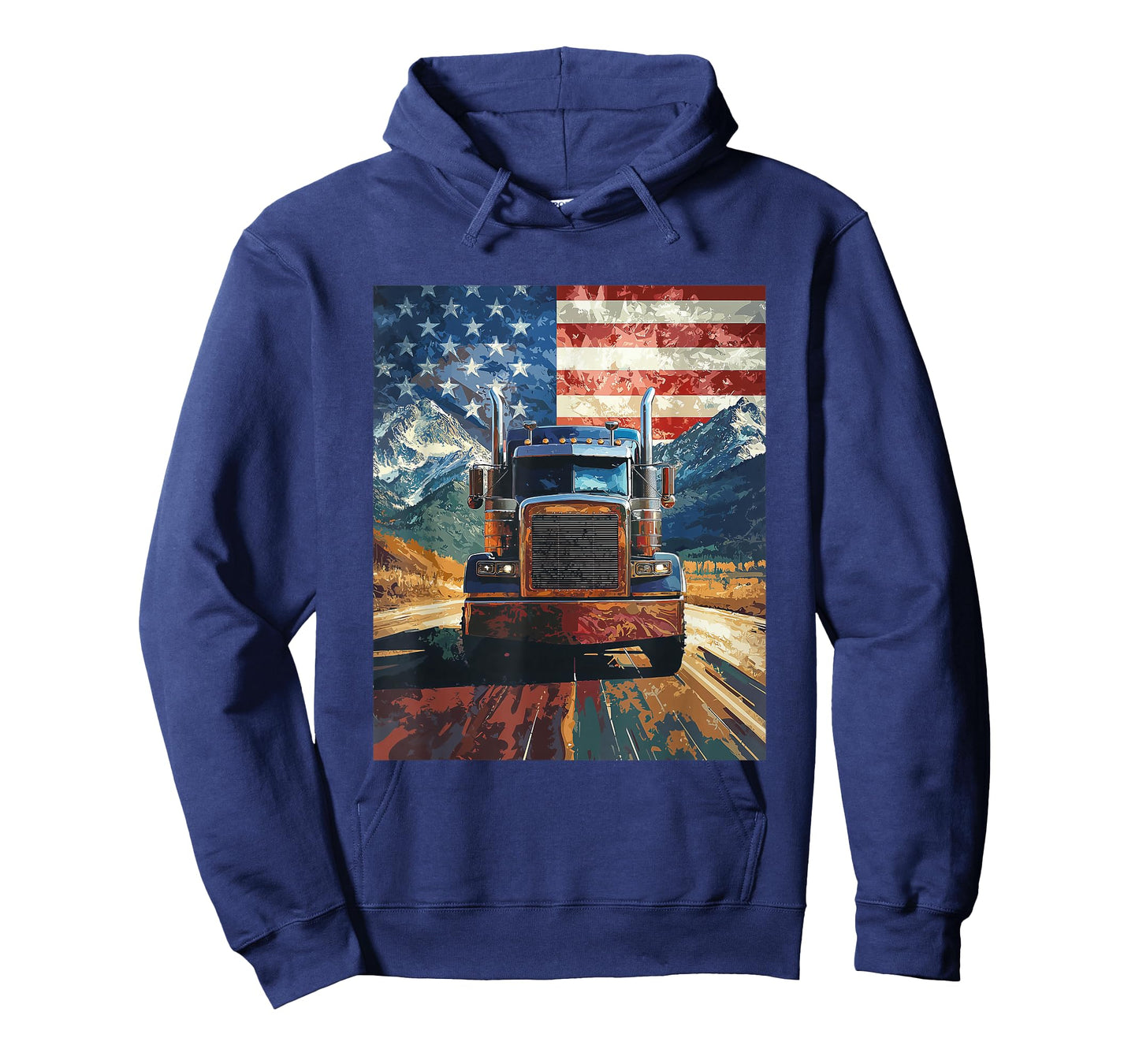 Trucker Truck USA America Flag Graphic T-Shirt