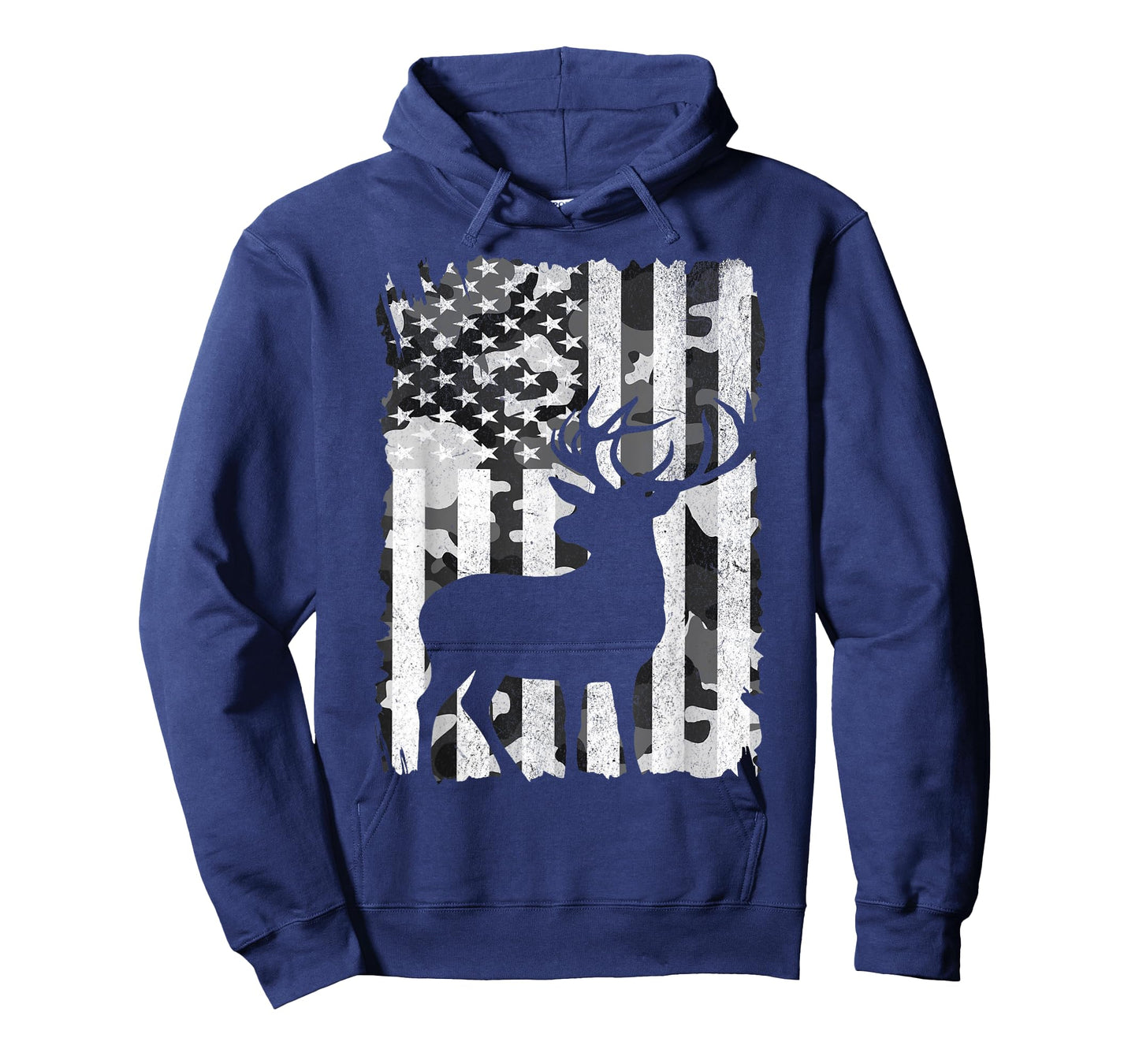 Hunting Camo American Flag Buck Deer Grey Camouflage Hunter T-Shirt