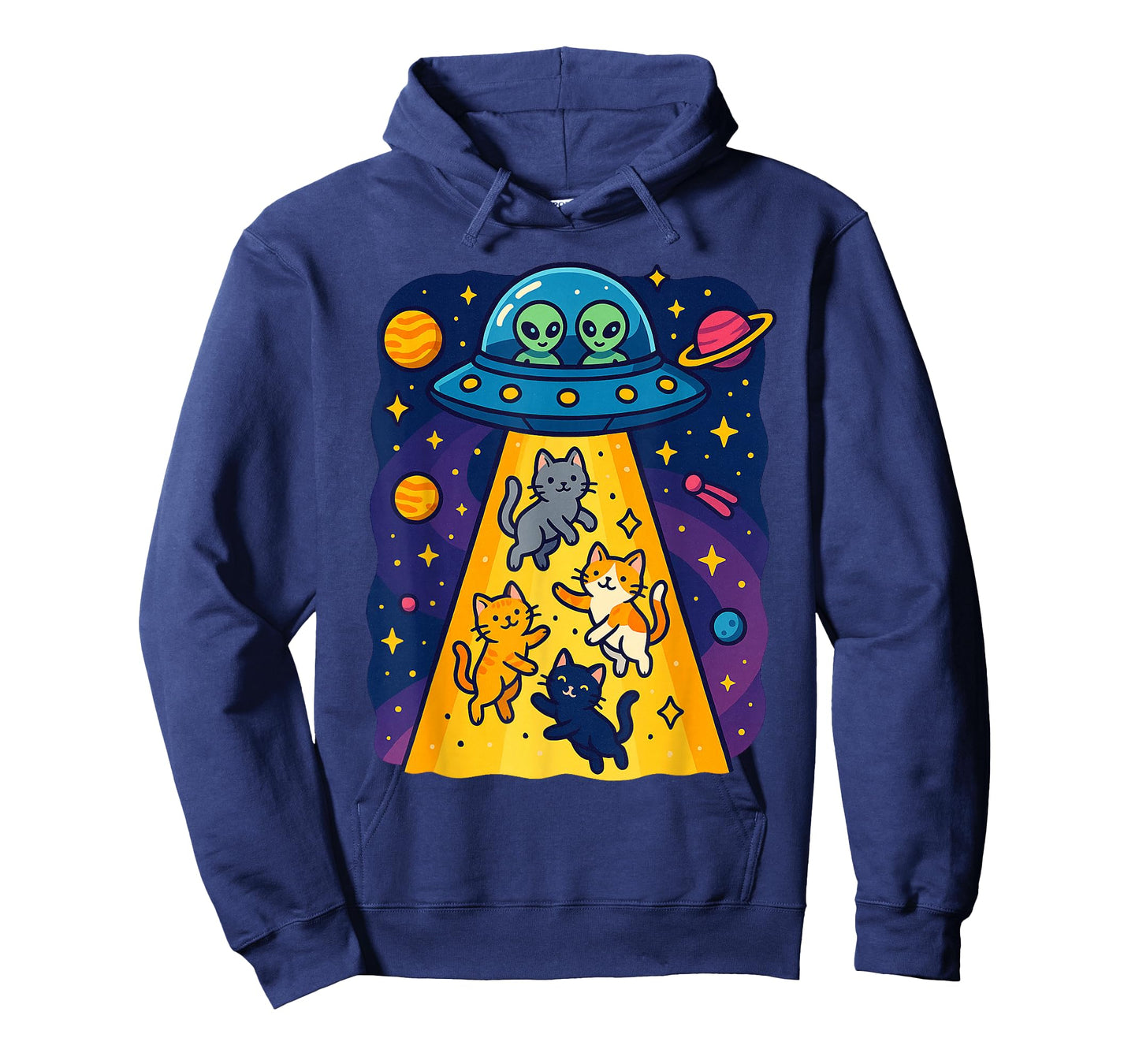 Cute Cats Alien Abduction UFO Spaceship For Girls Boys Kids T-Shirt
