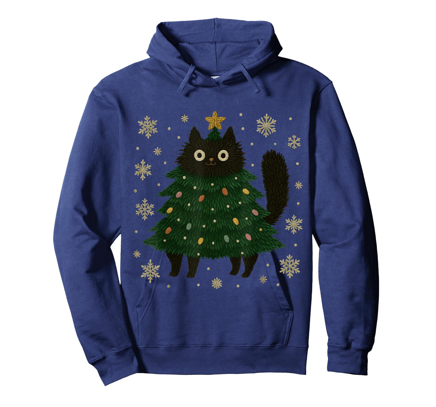 Funny Christmas Cat Tree Costume Snowflake Holiday Art T-Shirt