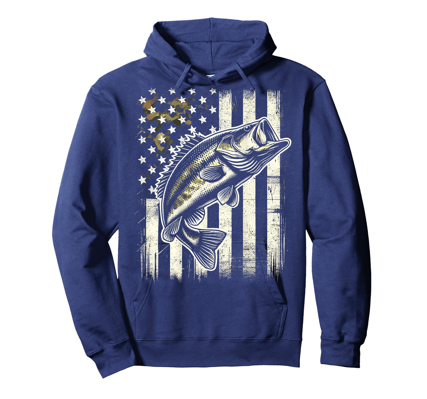 American Flag Camo Bass Fish Fishing T-Shirt