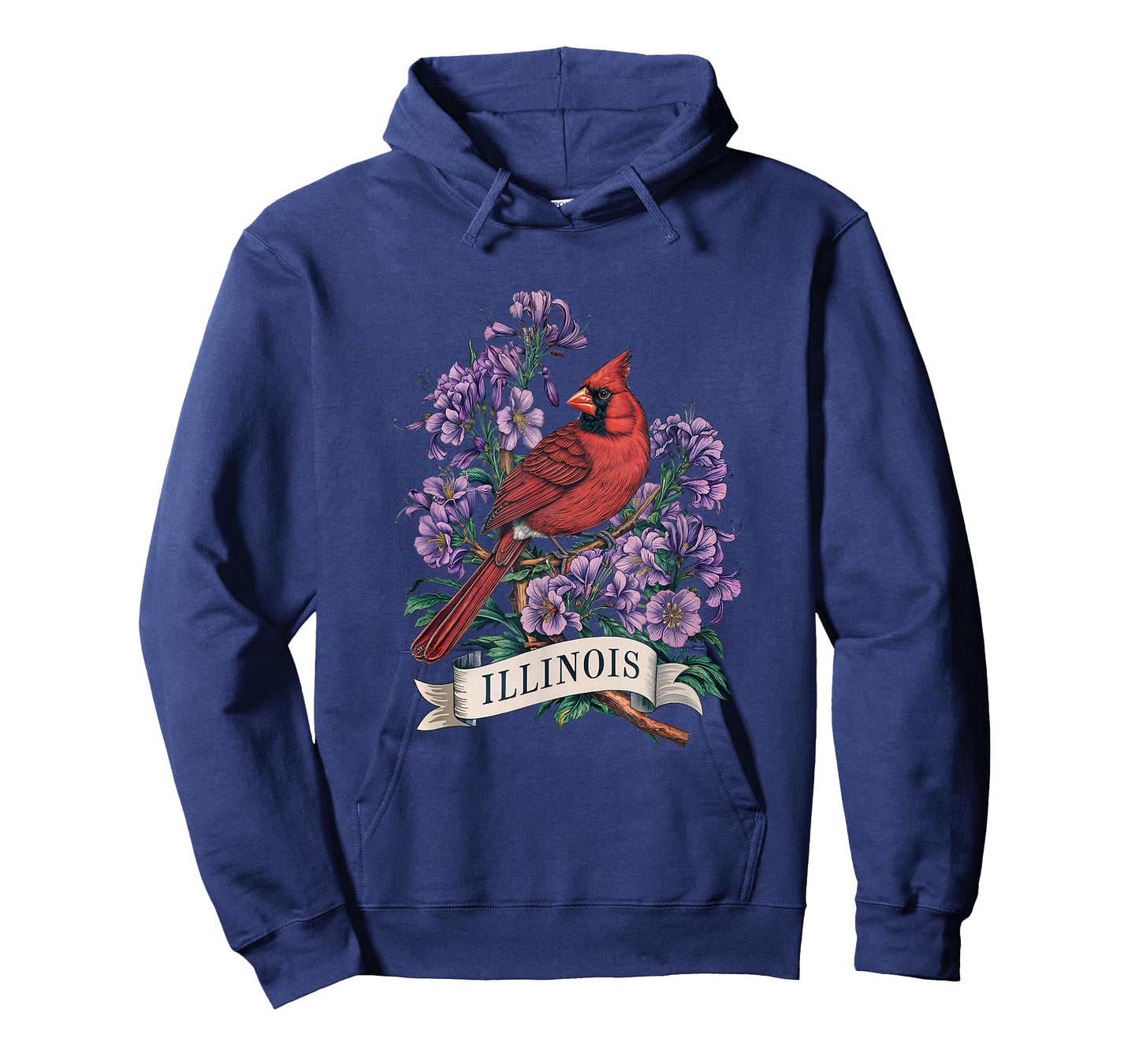 Illinois Northern Cardinal Bird and Violet Flower T-Shirt