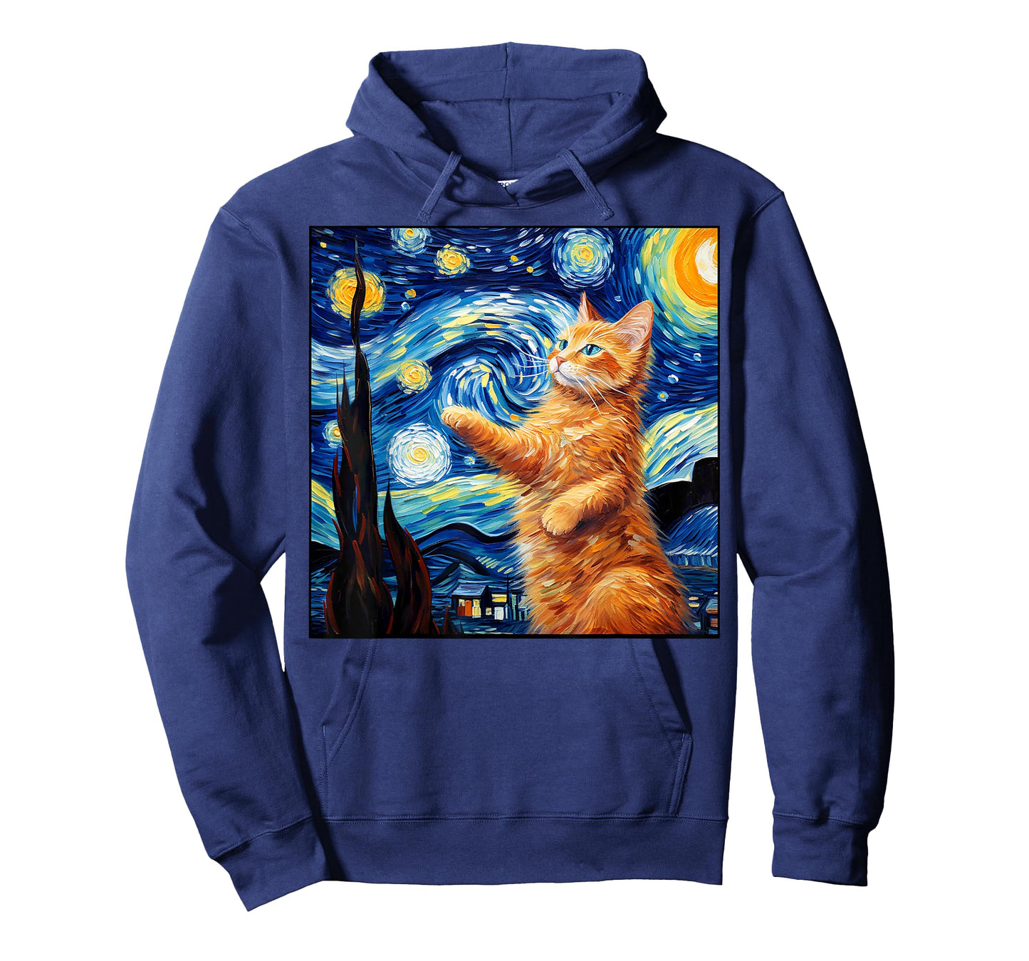 Art Van Gogh Starry Night Cat Painting Cats Lover Mom Dad T-Shirt