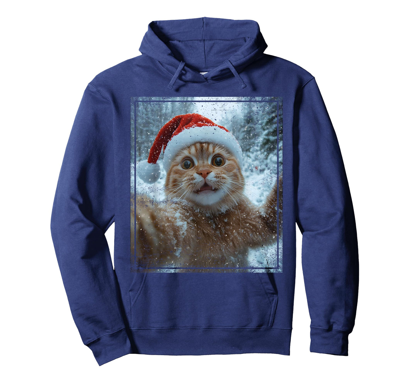 Funny Christmas Cat Selfie Santa Hat Design T-Shirt
