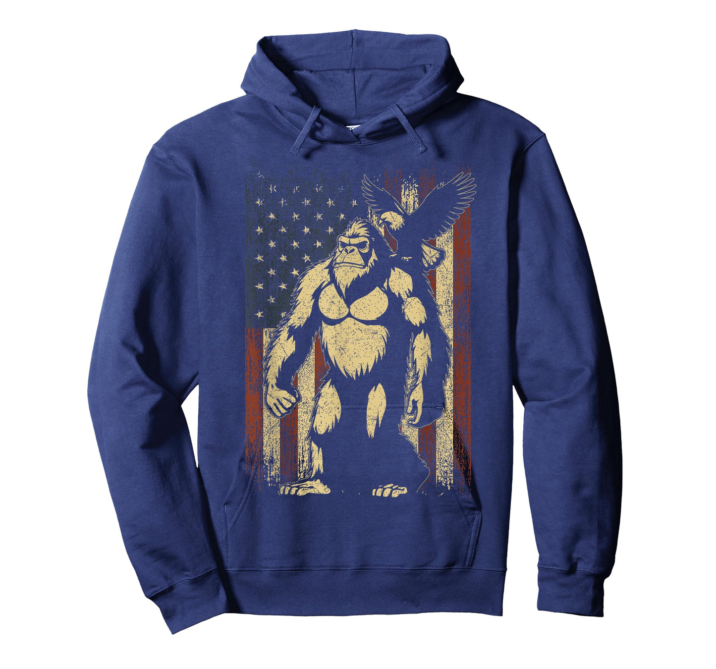 Sasquatch Bald Eagle Funny 4th of July Bigfoot American Flag T-Shirt