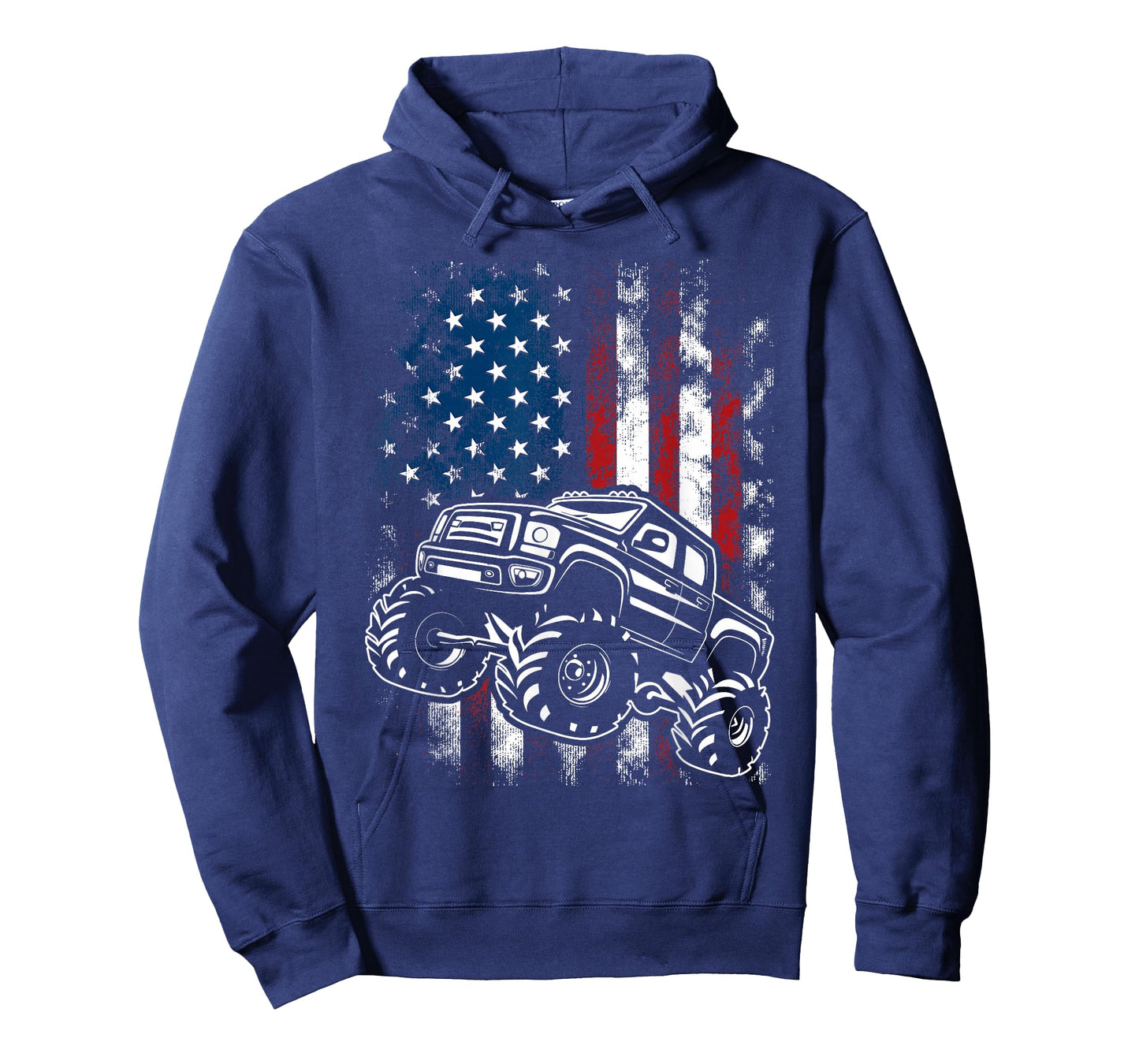 Monster Truck USA Flag 4th Of July Patriotic Kids Boys Men T-Shirt
