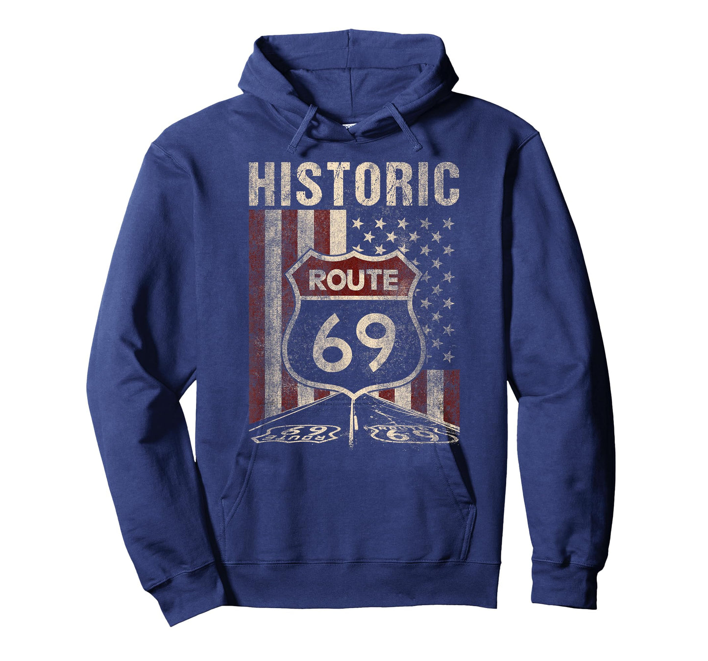 Historic Route 69 Americana USA Flag Funny Graphic T-Shirt