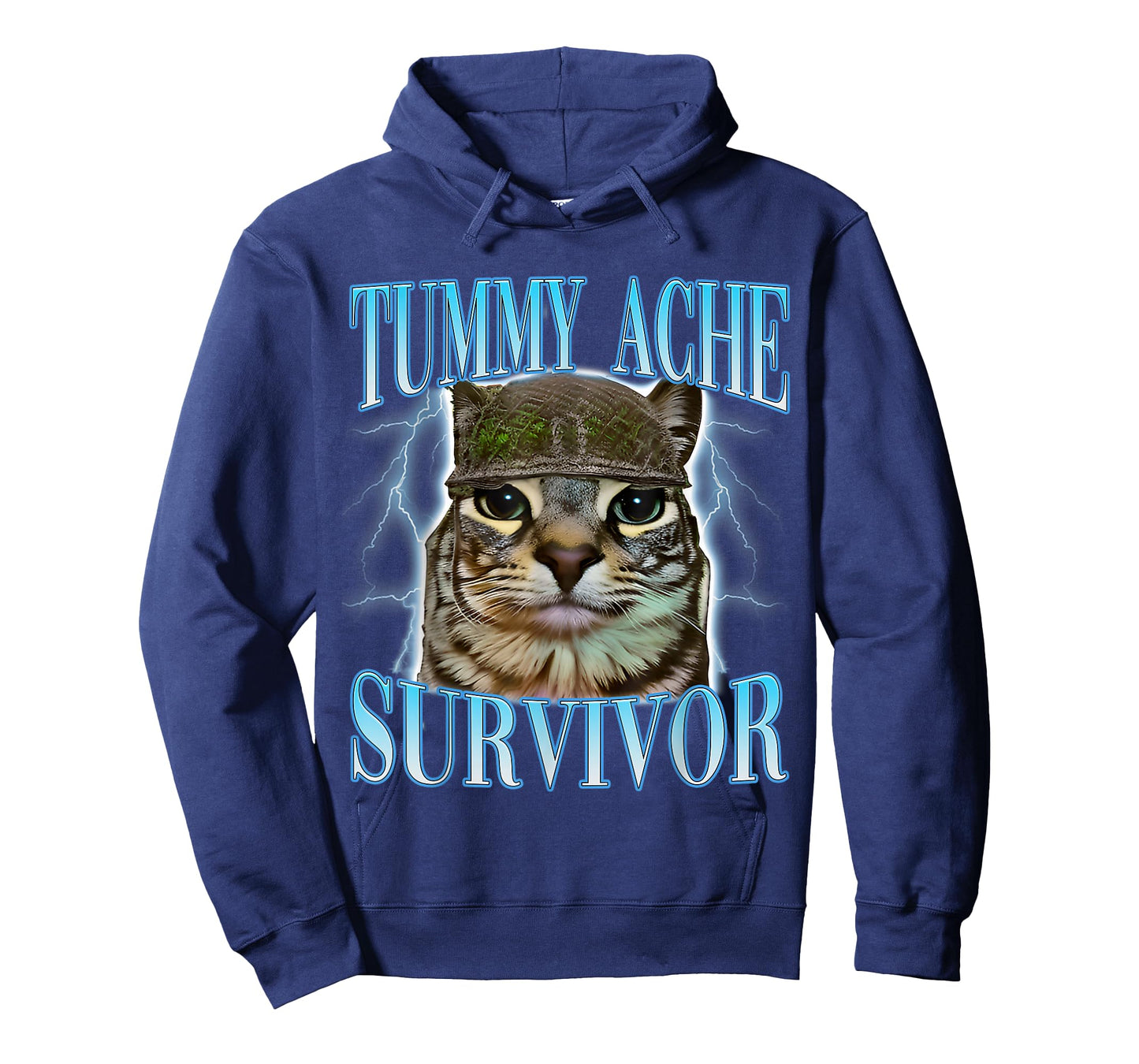 Funny Saying Cats Tummy Ache Survivor Cat Meme Humor Men T-Shirt