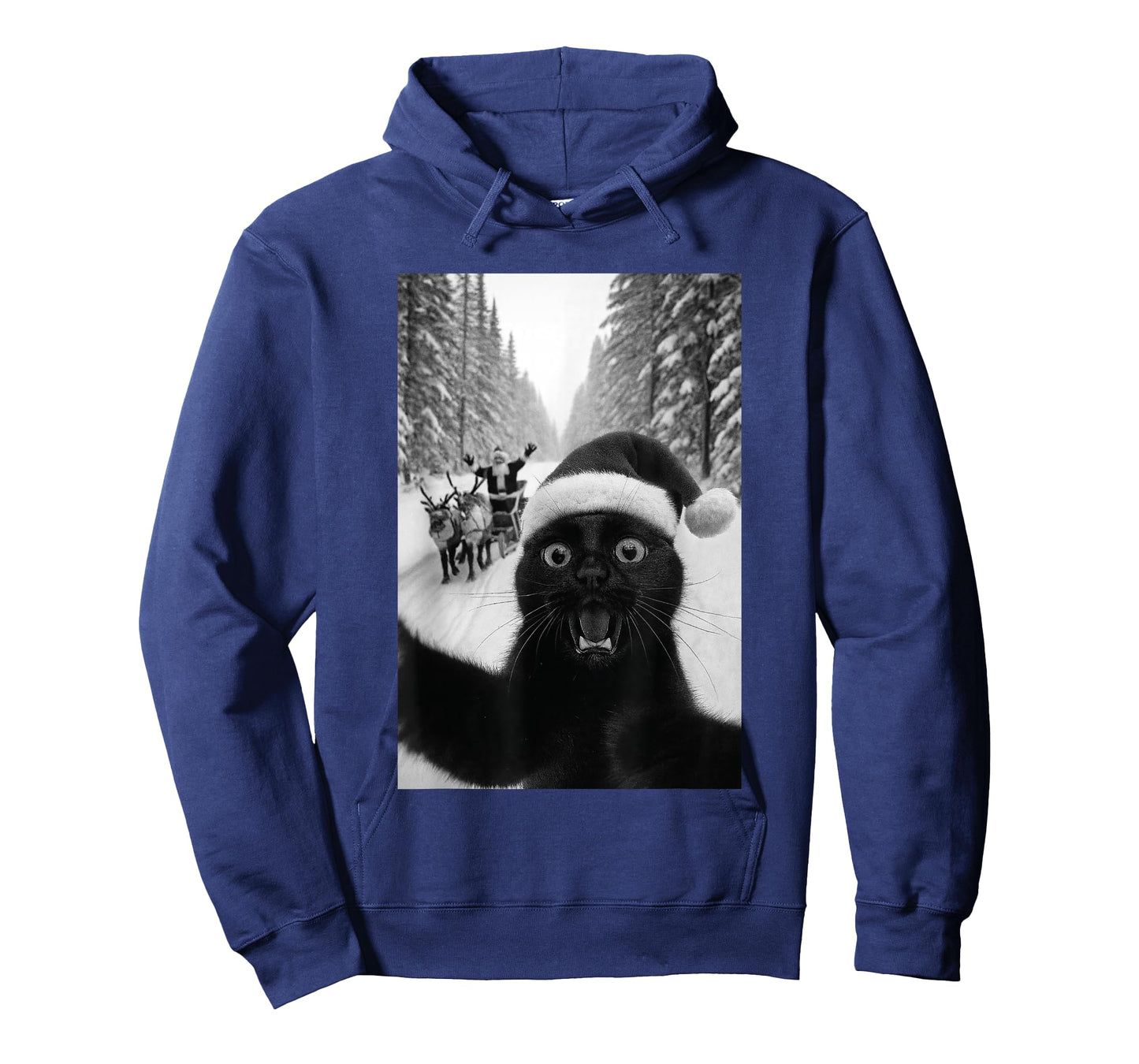 Funny Black Cat Selfie with Santa Christmas T-Shirt