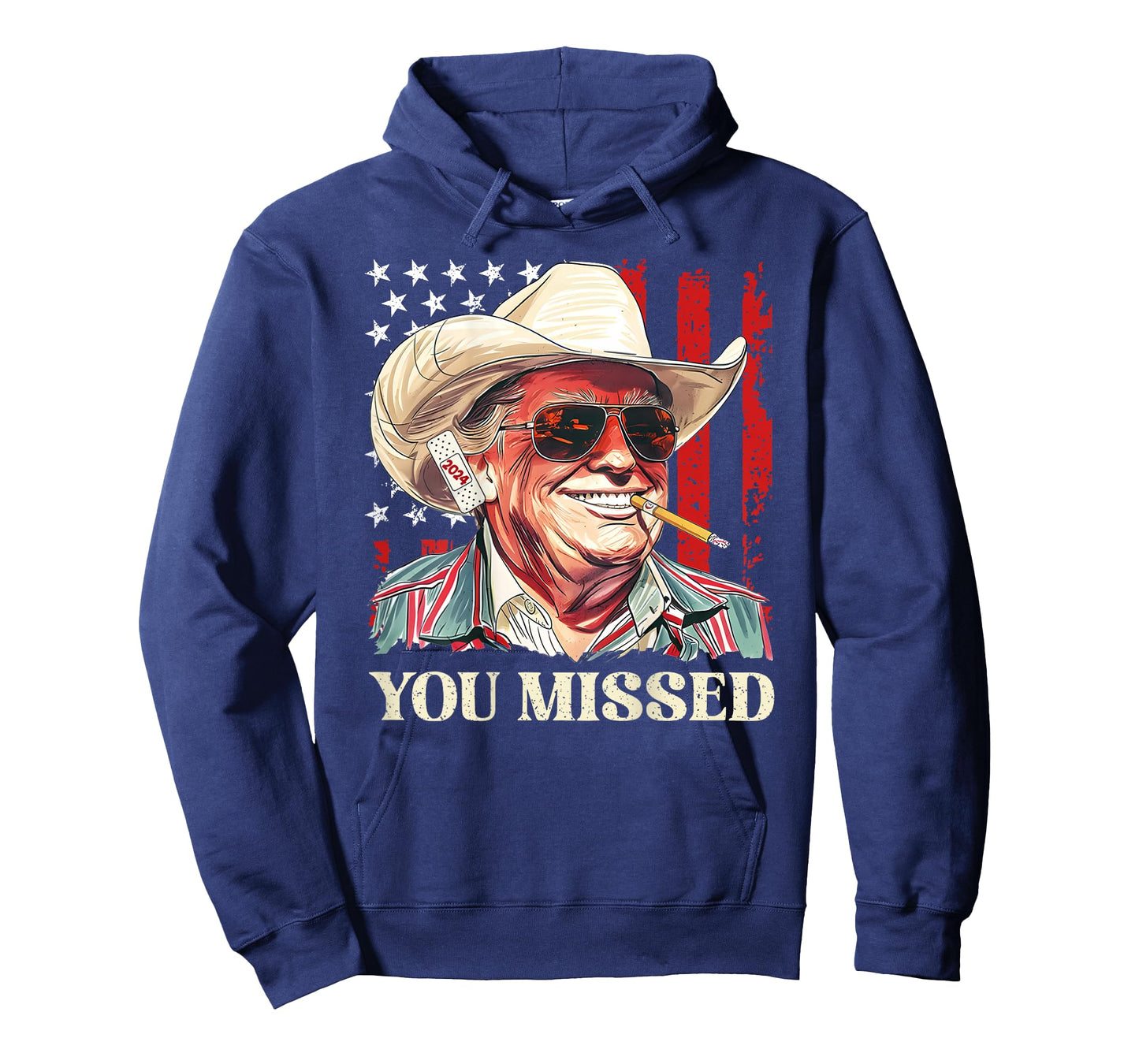 Western Trump Cowboy You Missed Trump 2024 Flag (On Back) T-Shirt