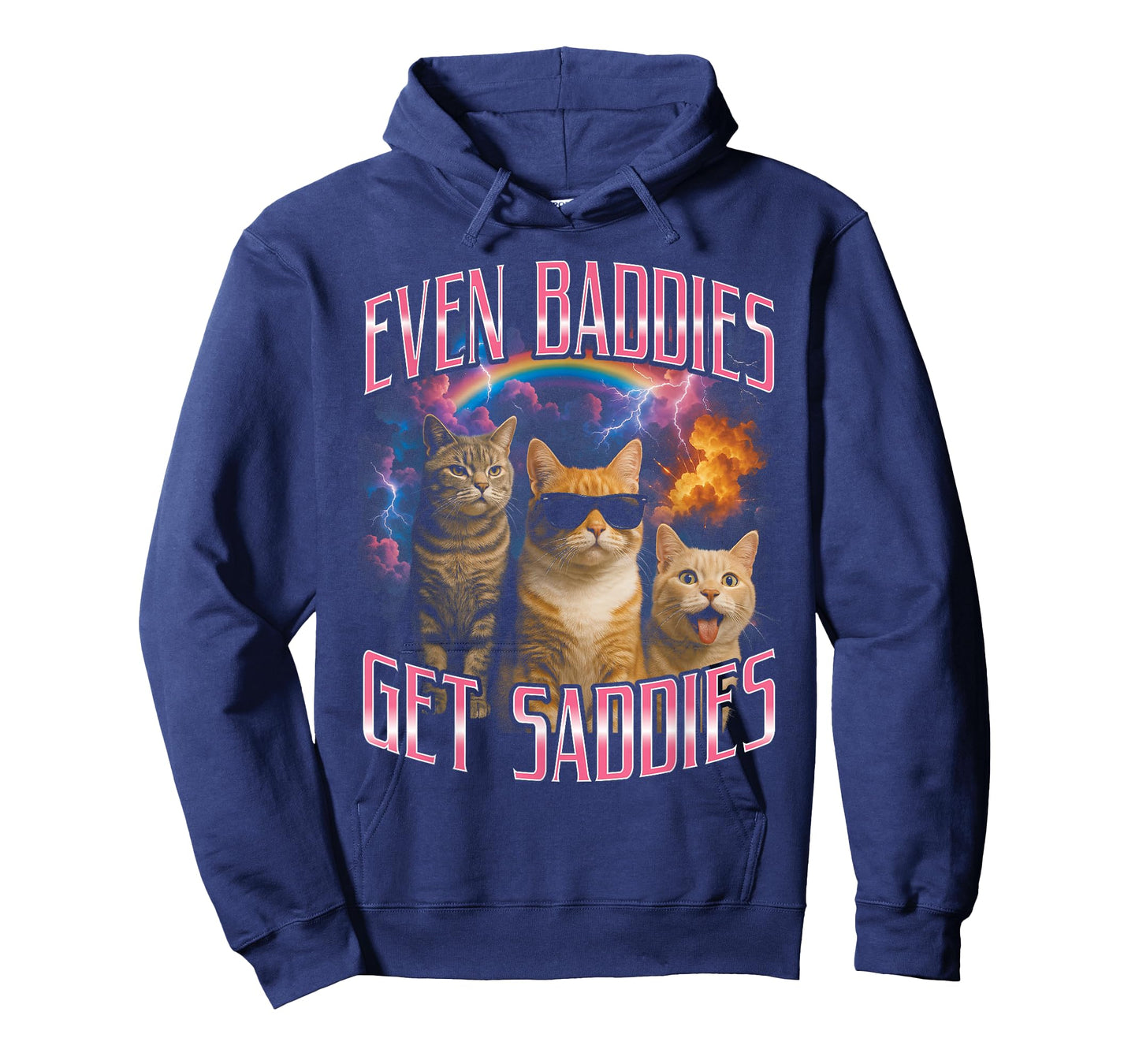 Even Baddies Get Saddies Funny Cat Meme Vintage 90s T-Shirt