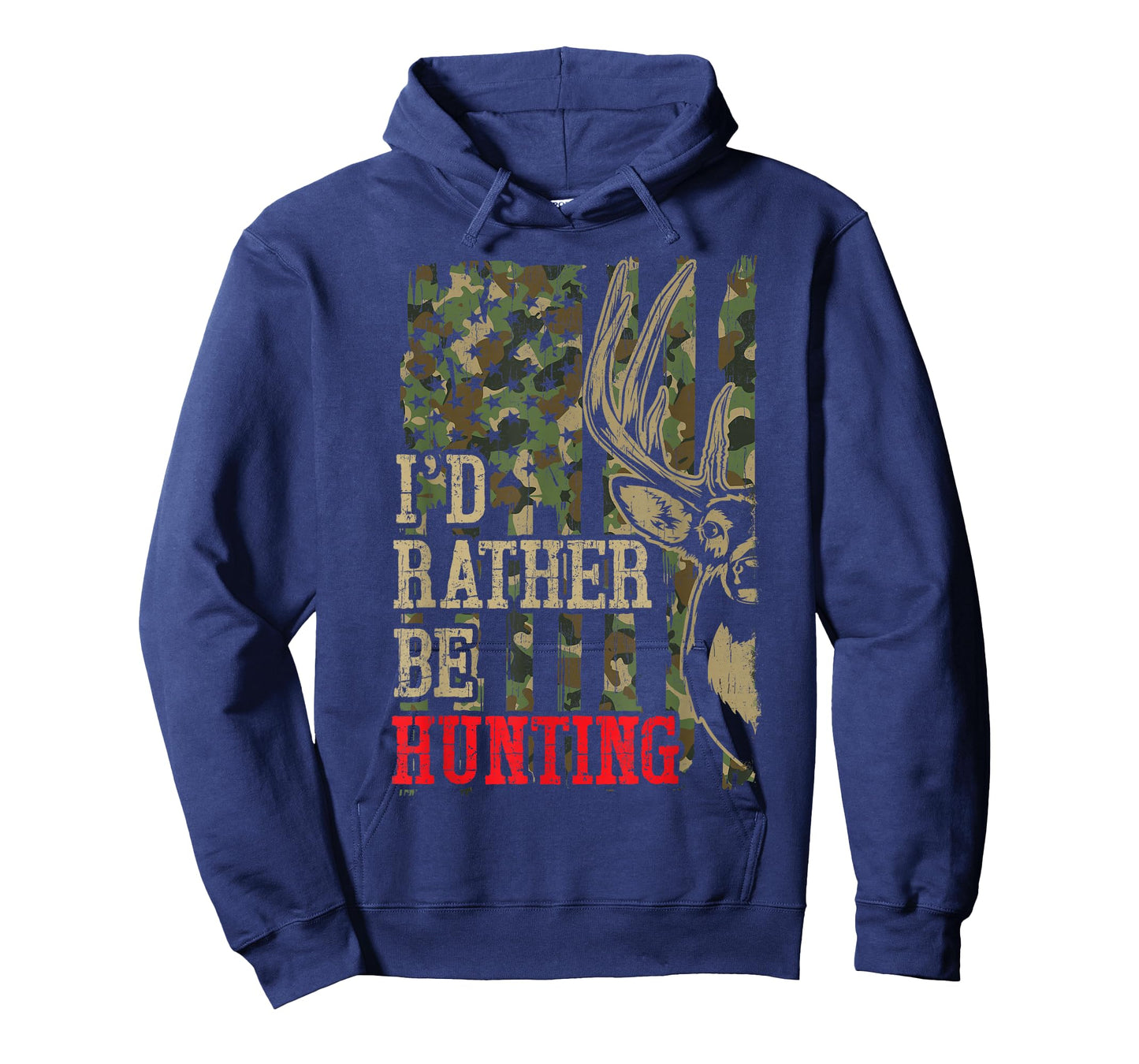 Youth Men I'd Rather Hunting Deer Camo Funny Hunter Dad Joke T-Shirt