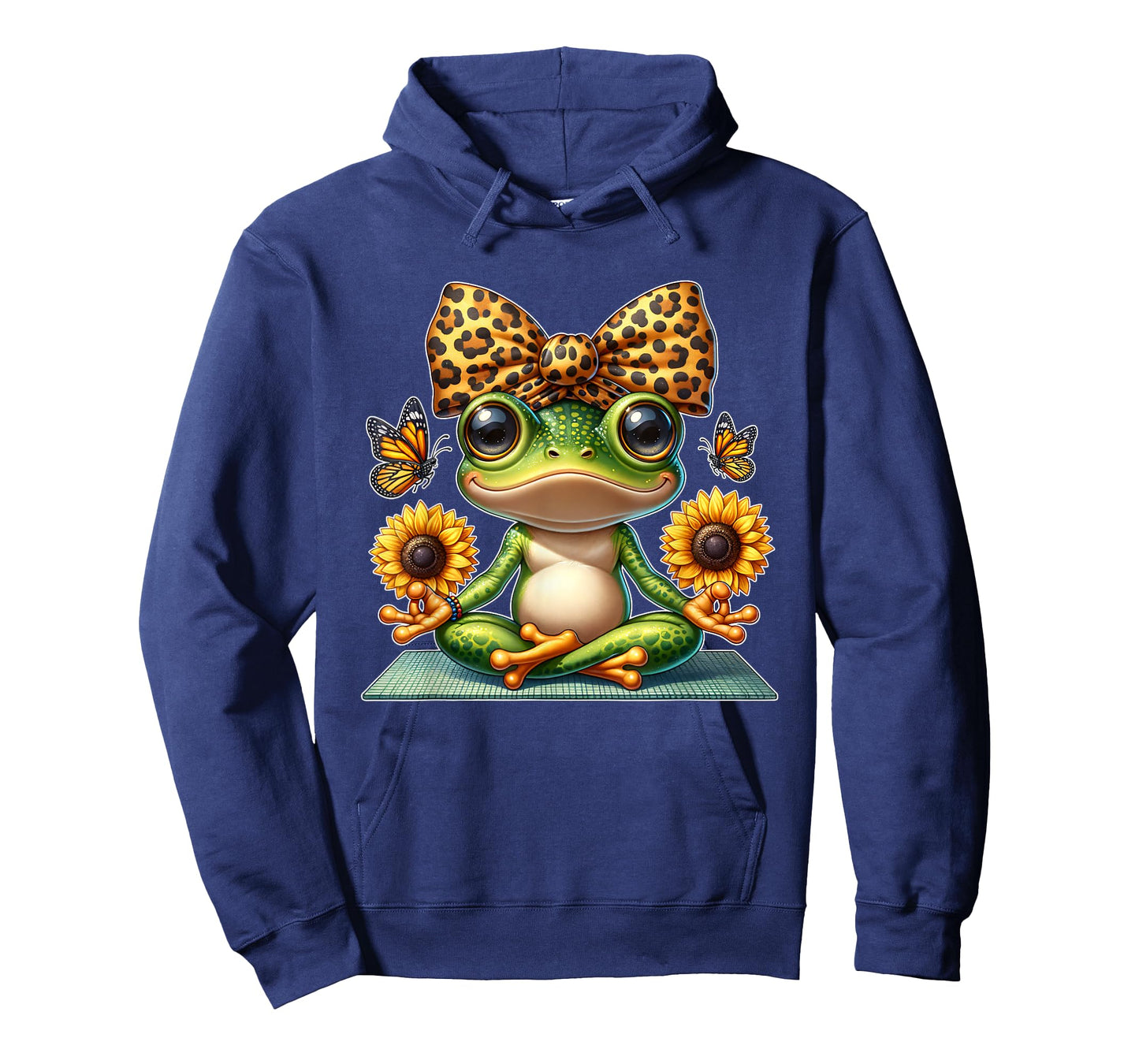 Cute Frog Yoga with Sunflowers and Butterflies T-Shirt