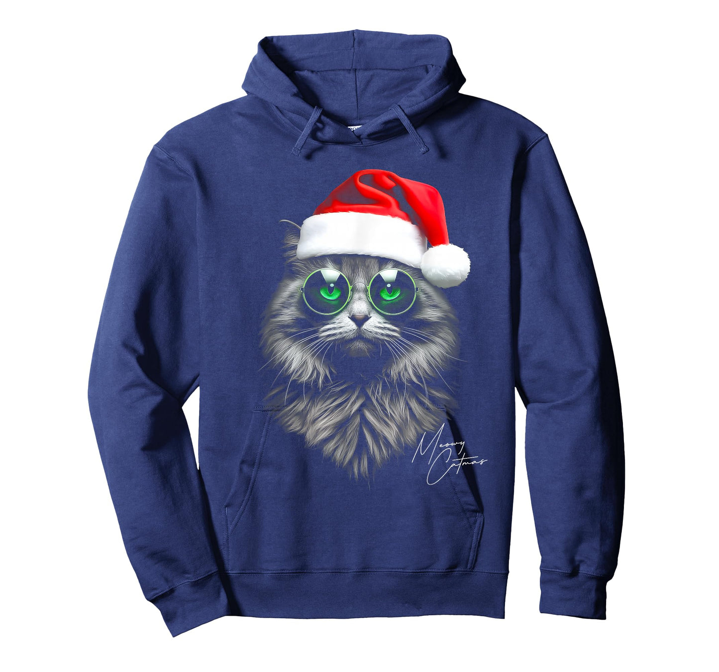 Meowy Catmas Funny Cool Xmas Cat Santa Hat Graphic Holidays T-Shirt
