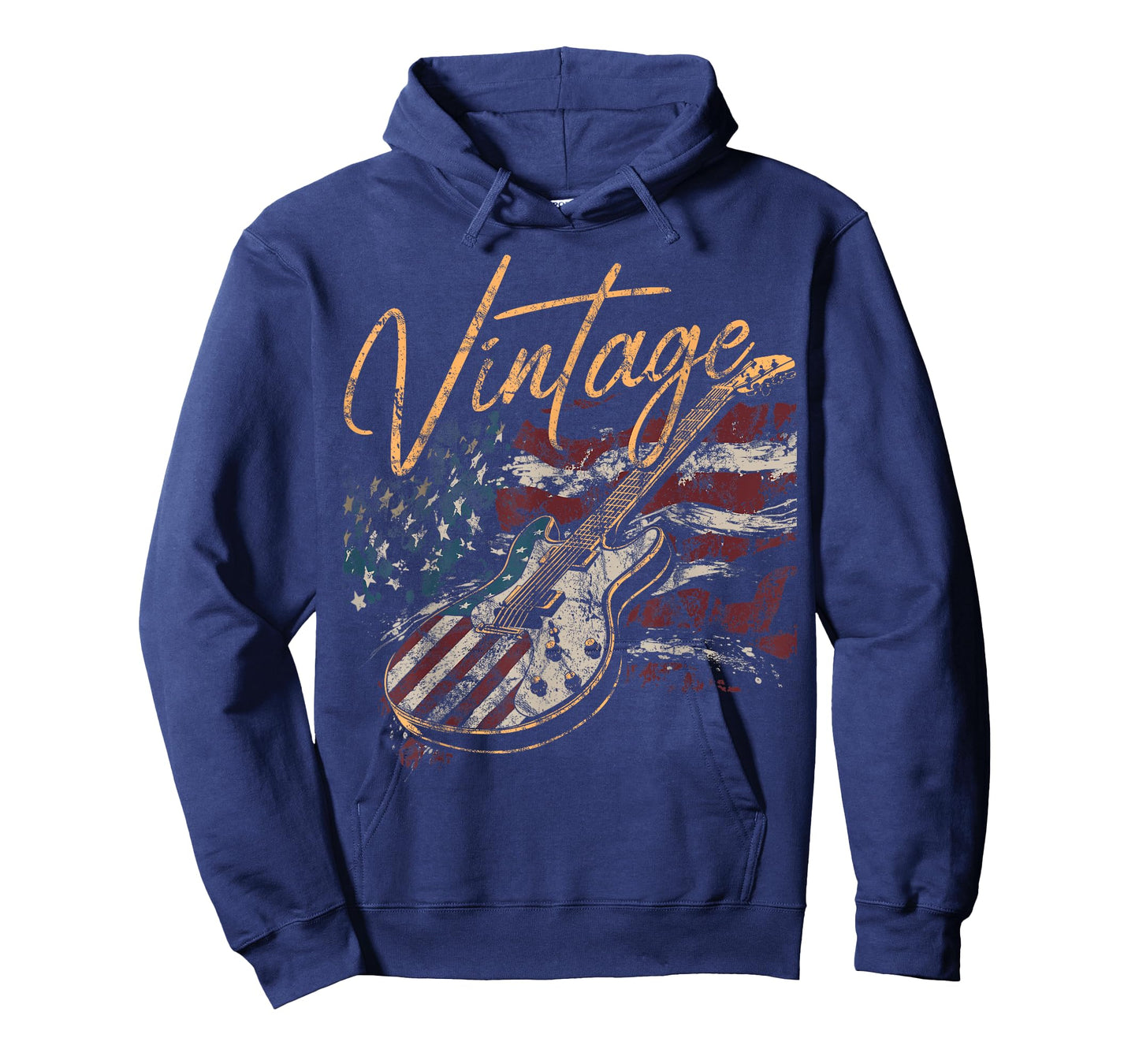 Retro USA Flag Guitar 4th of July Patriotic Guitarist T-Shirt