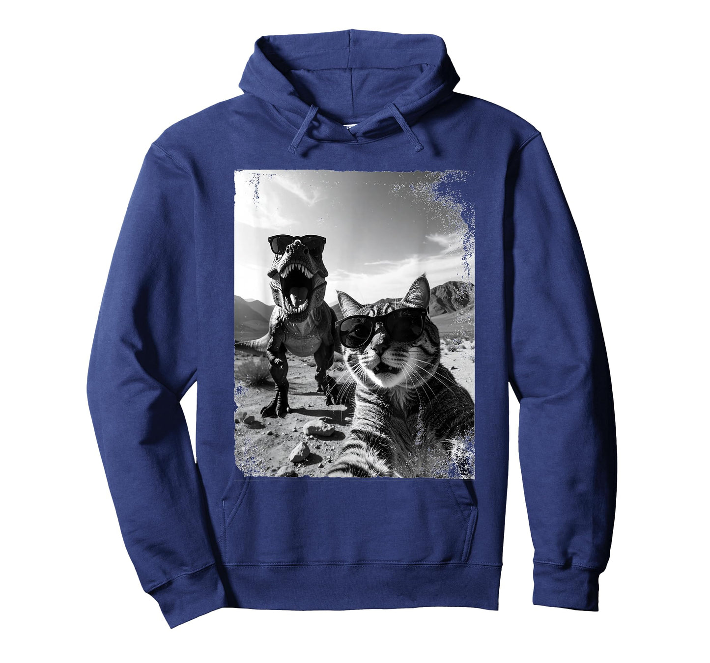 Funny Cat and T-Rex Wearing Sunglasses Selfie Humor T-Shirt