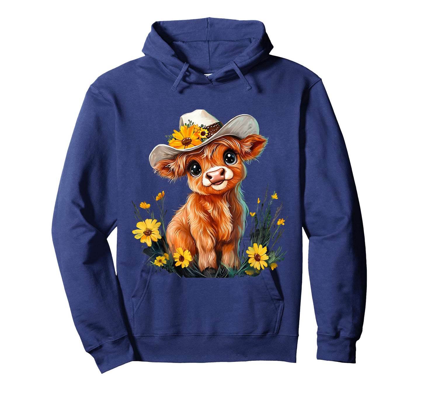 Cute Highland Cow Scottish Hairy Cattle Floral T-Shirt