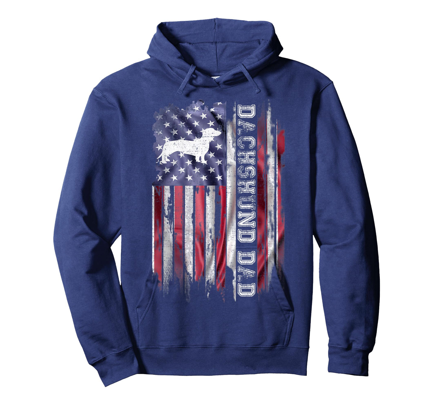 Vintage American Flag Proud Dachshund Dad Wiener Silhouette T-Shirt