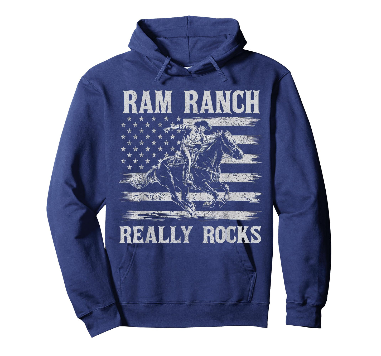 Ram Ranch Really Rocks Cowboy Horseback Vintage USA Flag T-Shirt