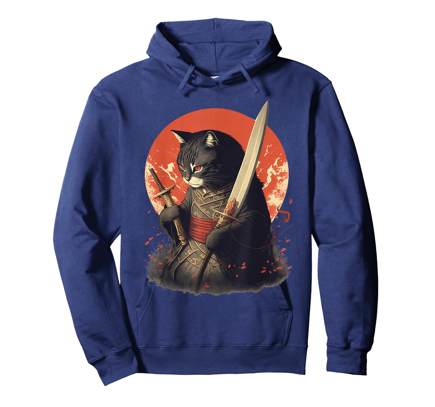 Retro Japanese Samurai Ninja Cat Kawaii Tattoo Graphic Style T-Shirt