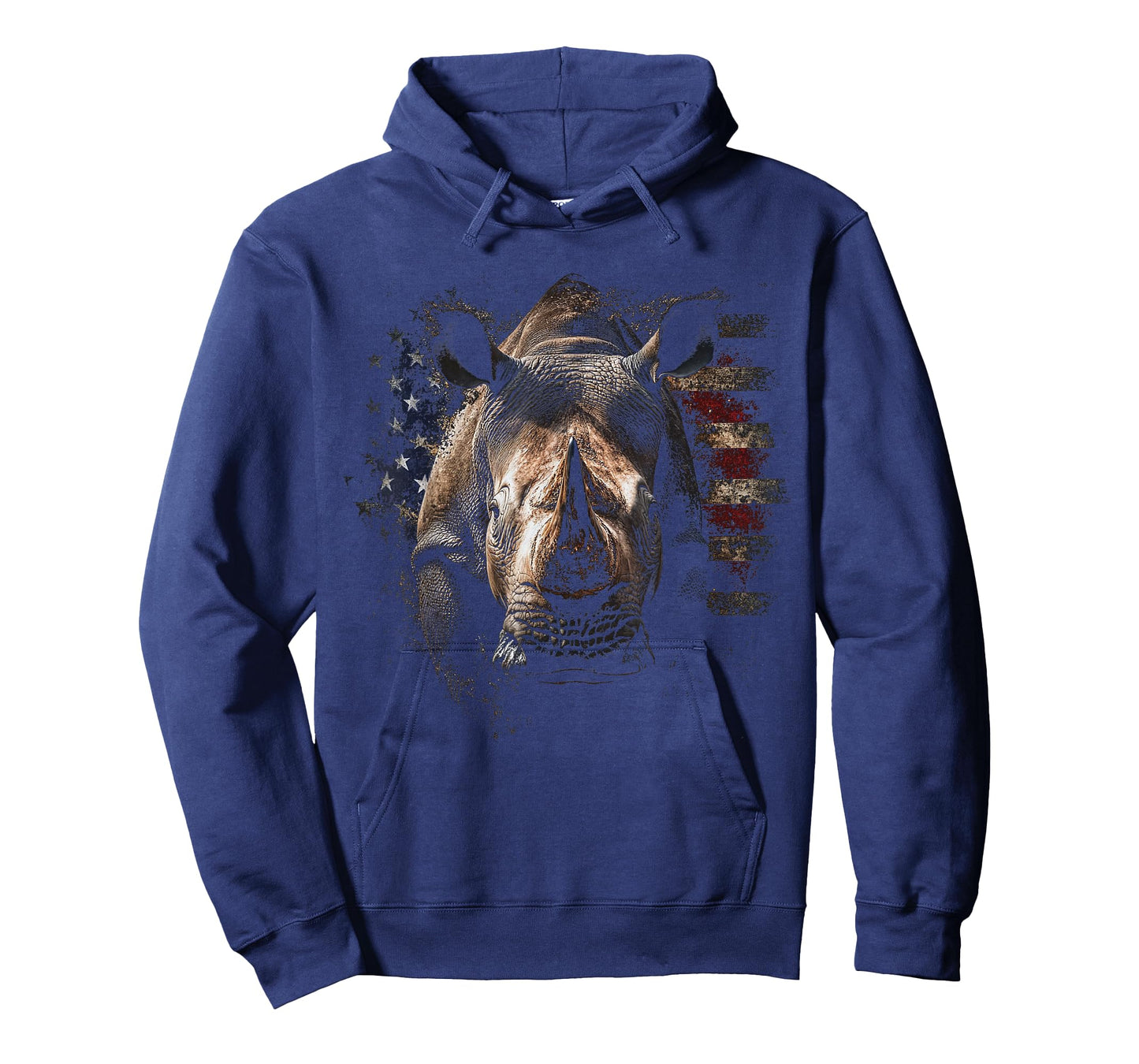 Patriotic Rhino Vintage American Flag Design T-Shirt